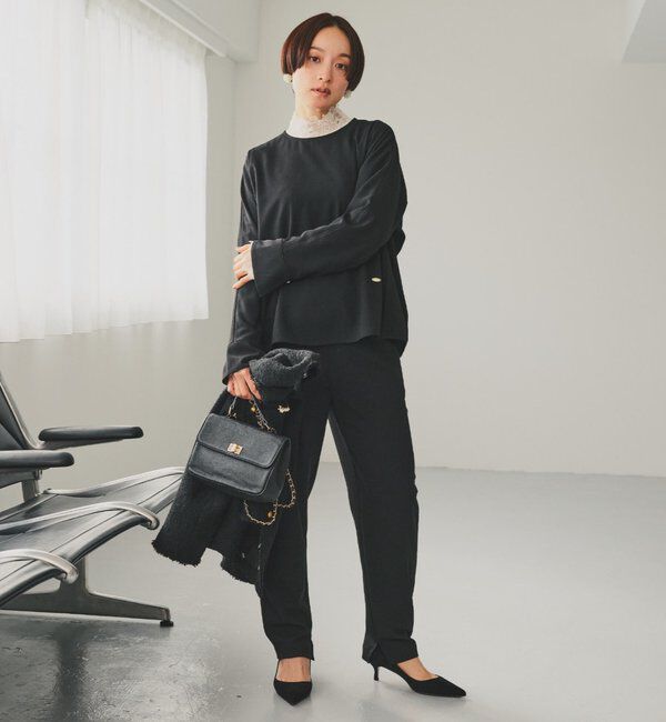  「【Du noir】ストレッチジョーゼットインスリットパンツ」|その他|