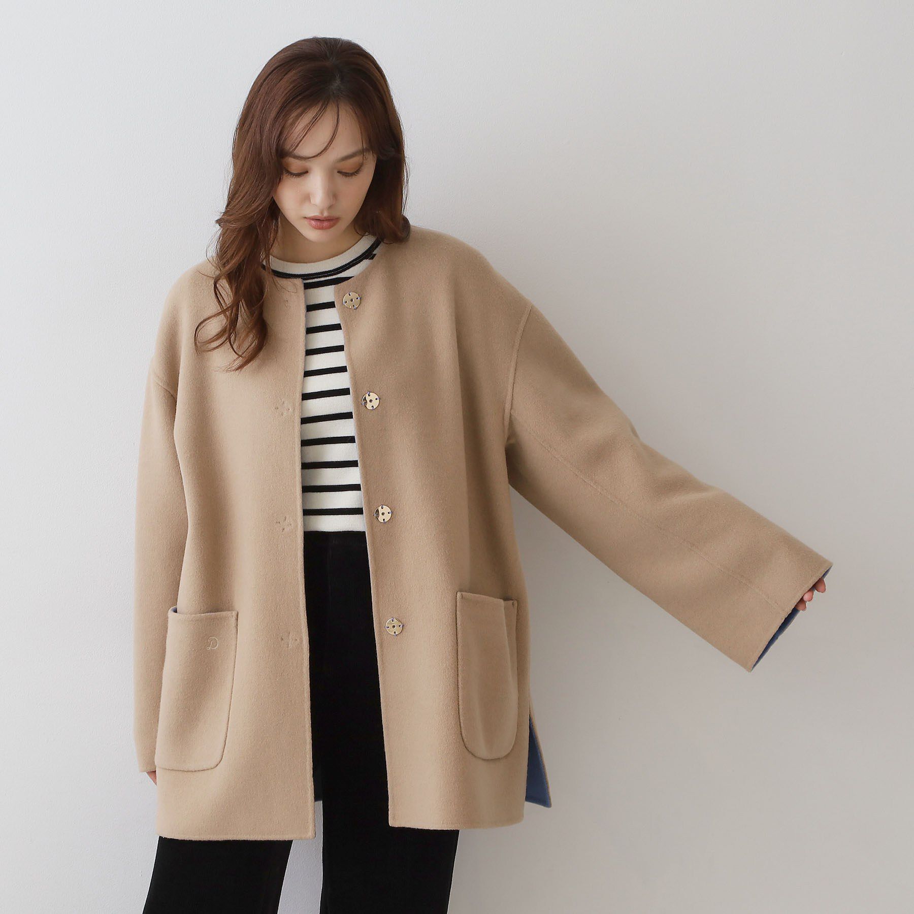DRESSTERIOR「Super140sリバーシブルコート」|ノーカラーコート|