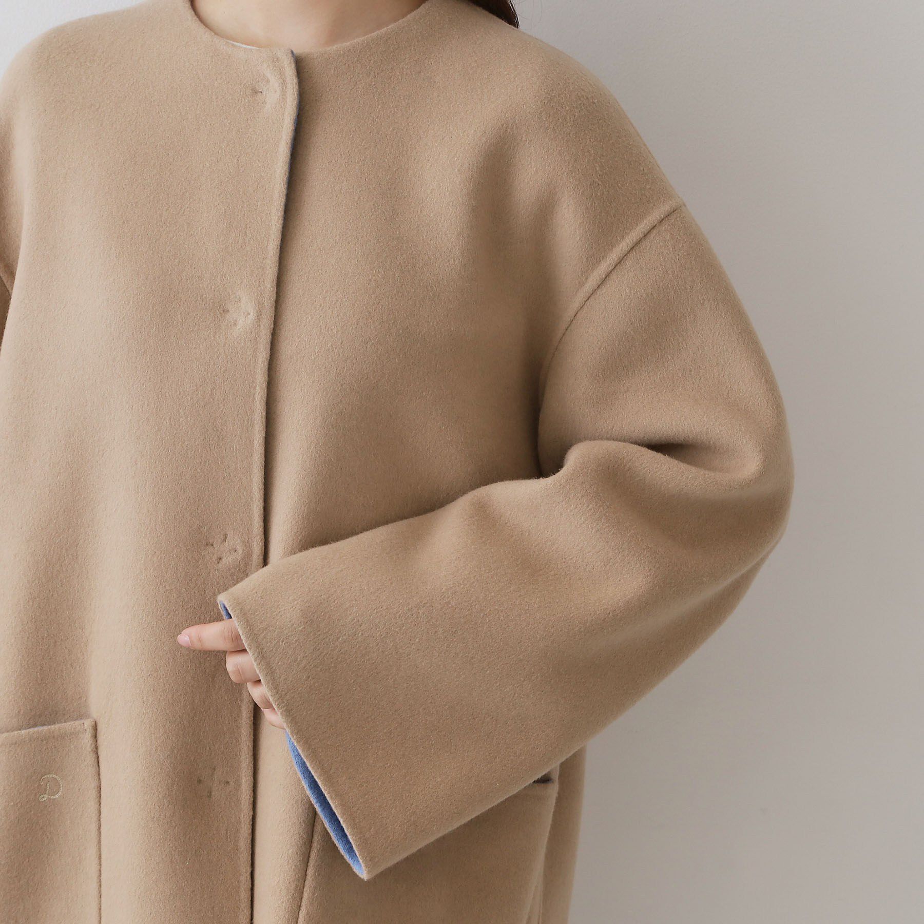 DRESSTERIOR「Super140sリバーシブルコート」|ノーカラーコート|