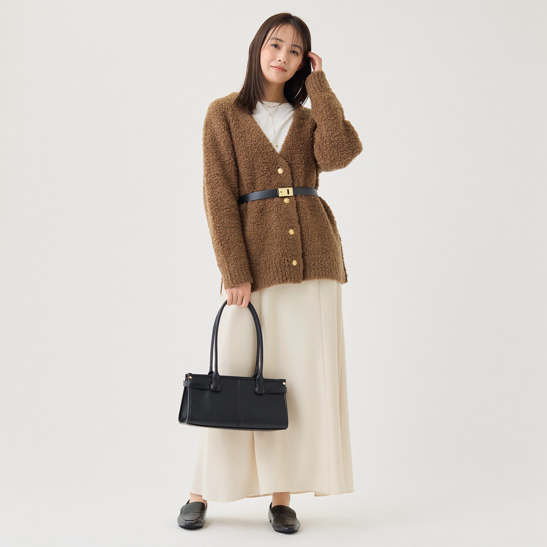 INDIVI「【品よく軽い！】メリノフェザー Vネックニットカーディガン」|カーディガン|