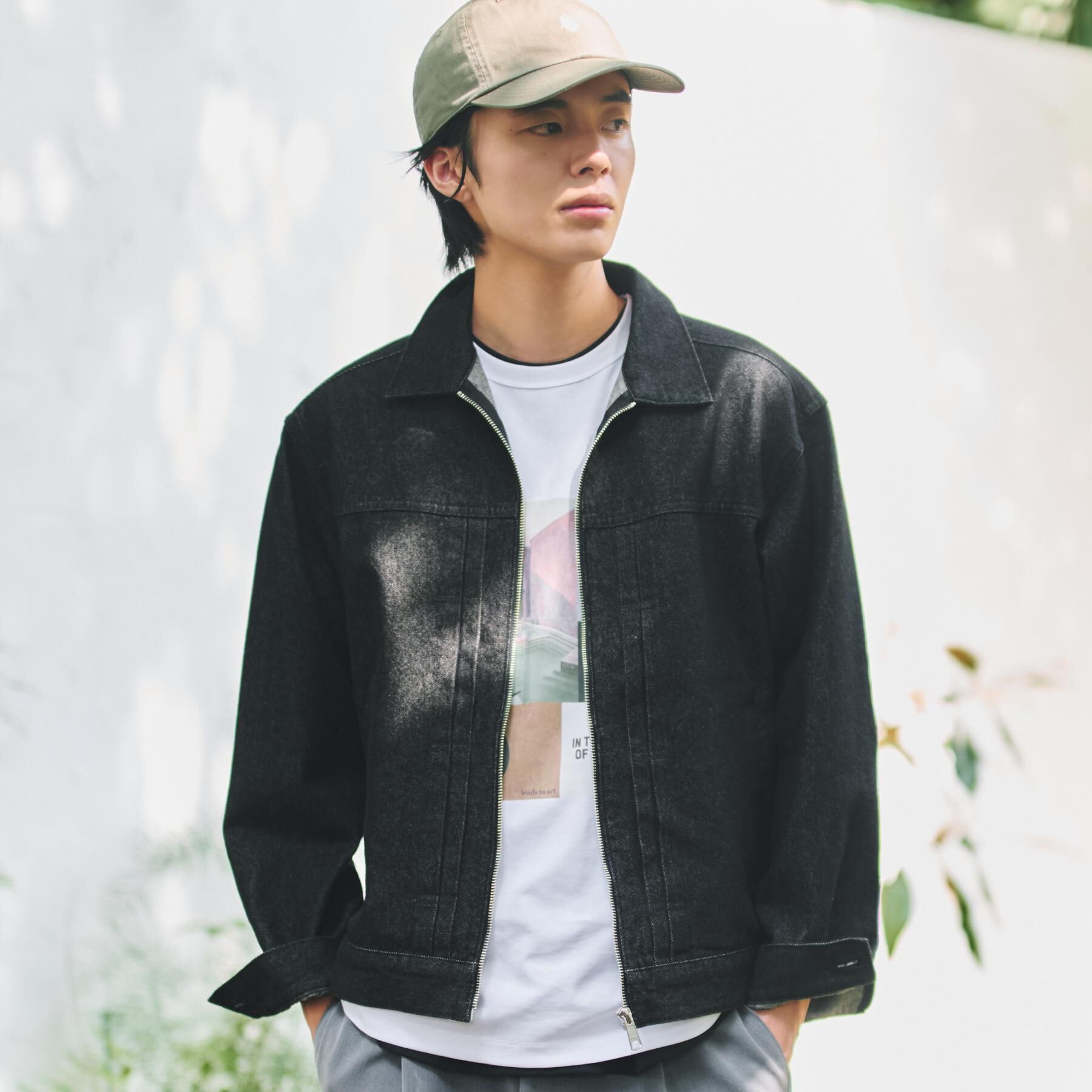 THE SHOP TK「【色落ちしにくい/セットアップ可】デニムライク ジップアップジャケット」|ブルゾン・スタジャン|ブラック(019)