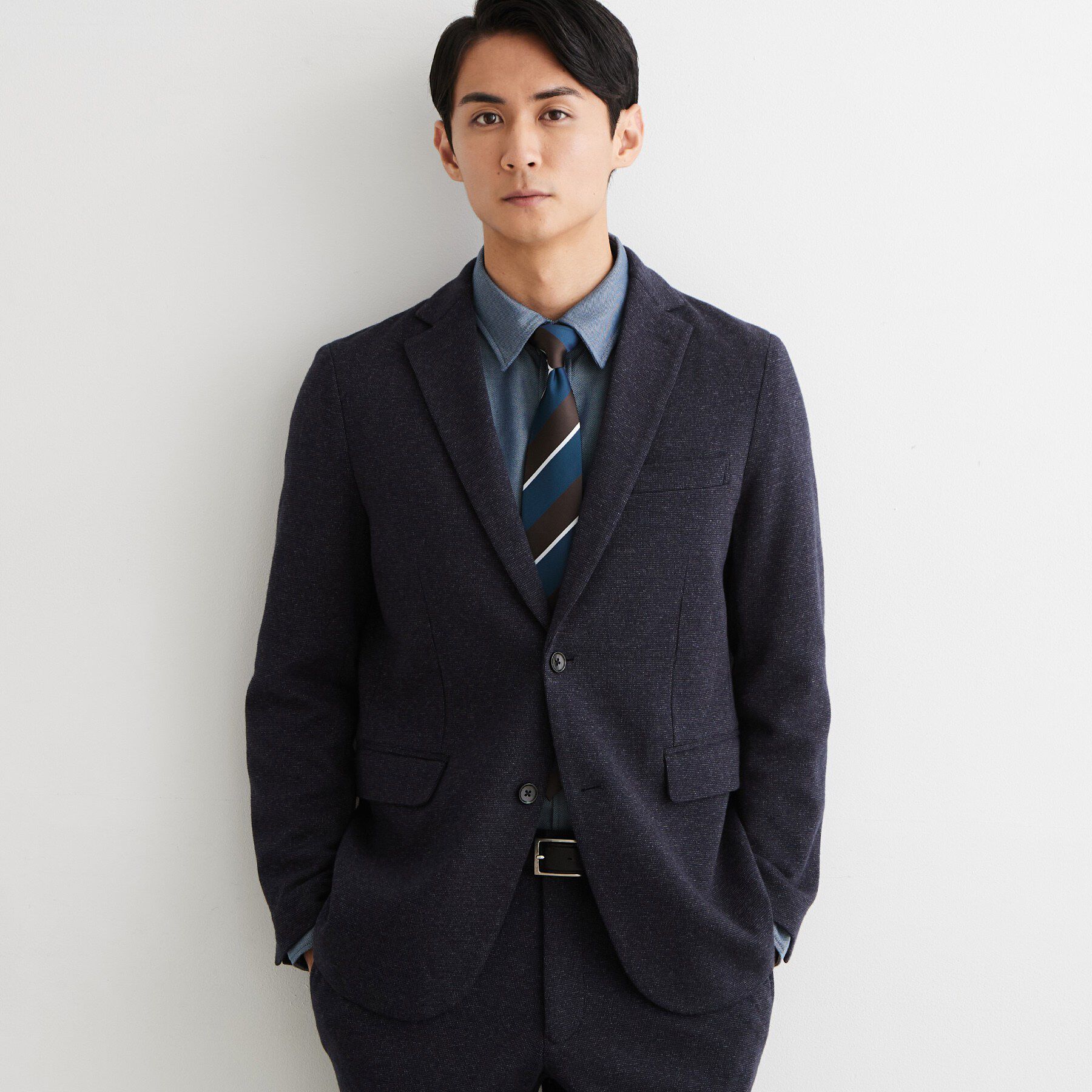 THE SHOP TK「【セットアップ可】尾州ジャージ ピンヘッドジャケット」|テーラードジャケット|ネイビー(694)
