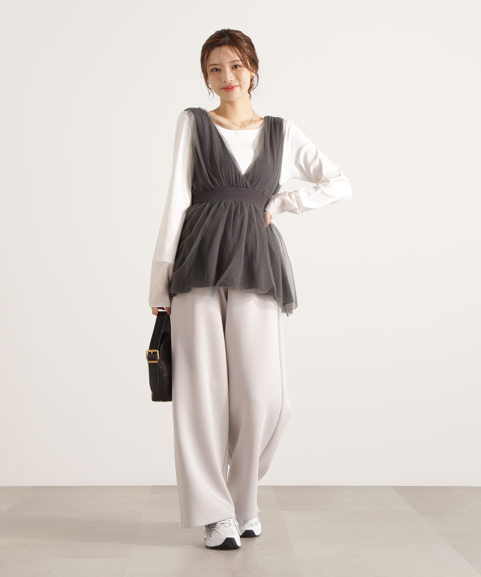 PROPORTION BODY DRESSING「チュールドッキングニットジレ 25AW」|ニット・セーター|