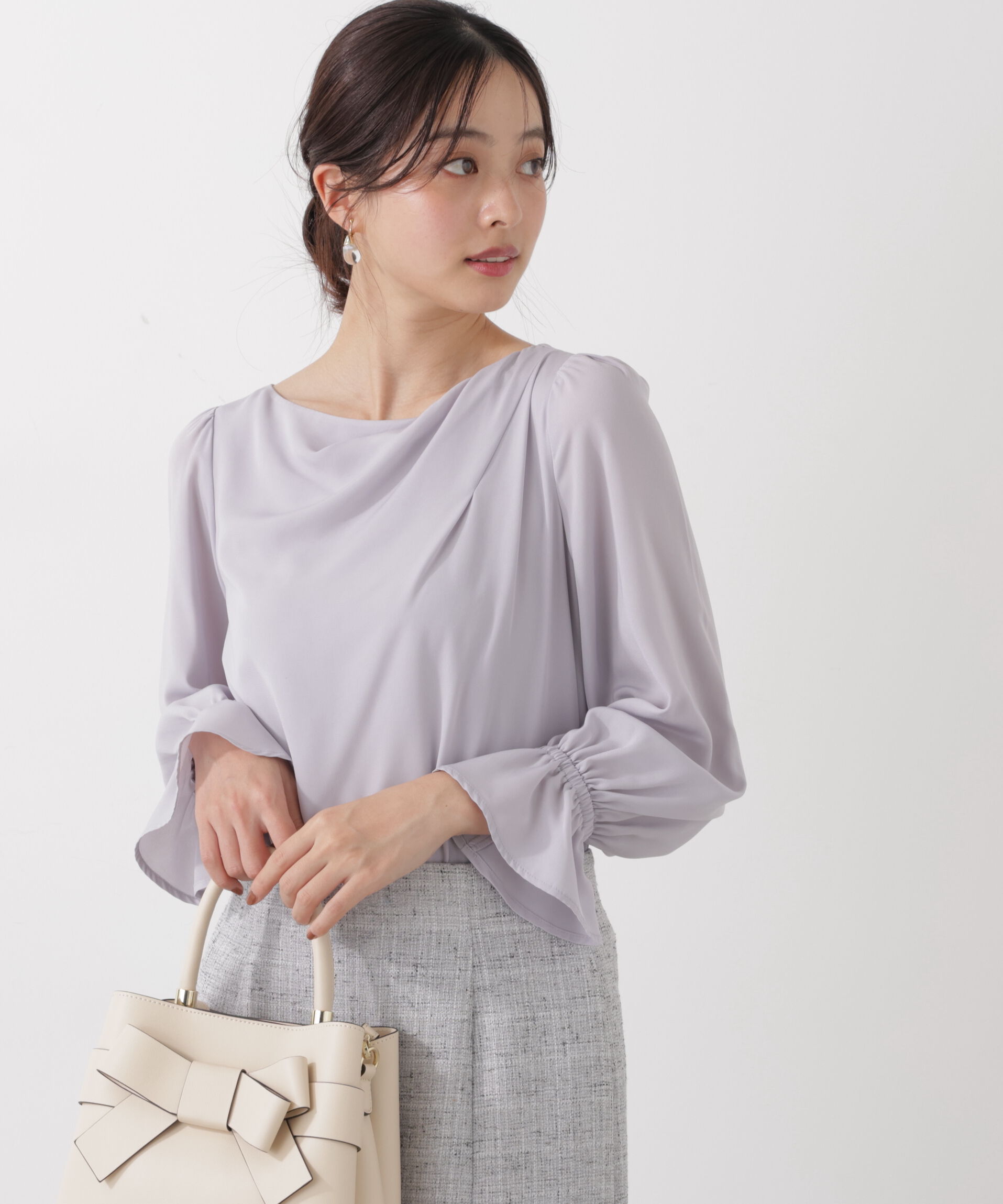 PROPORTION BODY DRESSING「＜ウォッシャブル＞キャンディースリーブニュアンスブラウス 25AW」|シャツ・ブラウス|ブルー