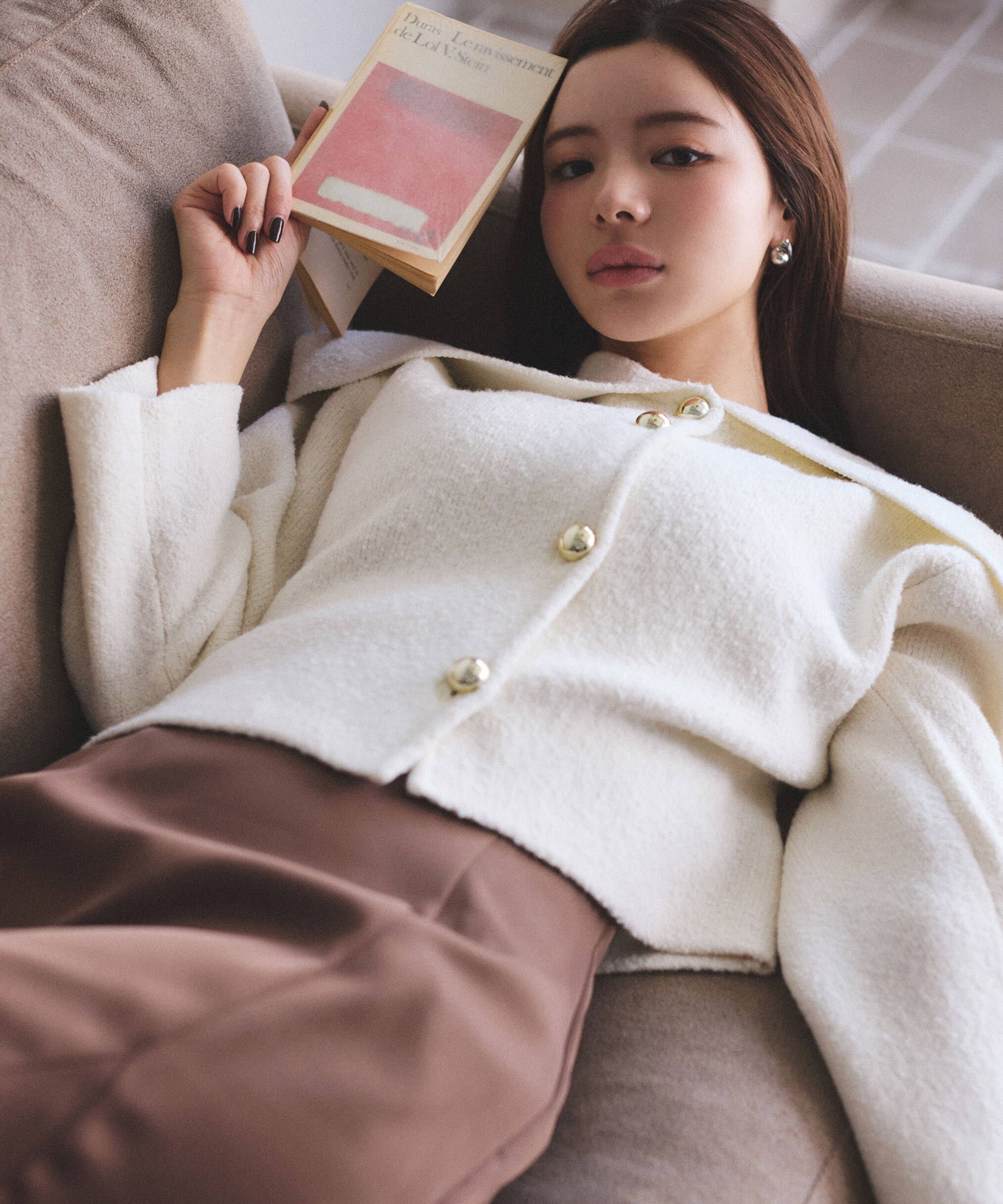 PROPORTION BODY DRESSING「ビッグカラーカーディガン 25AW」|カーディガン|エクリュ1