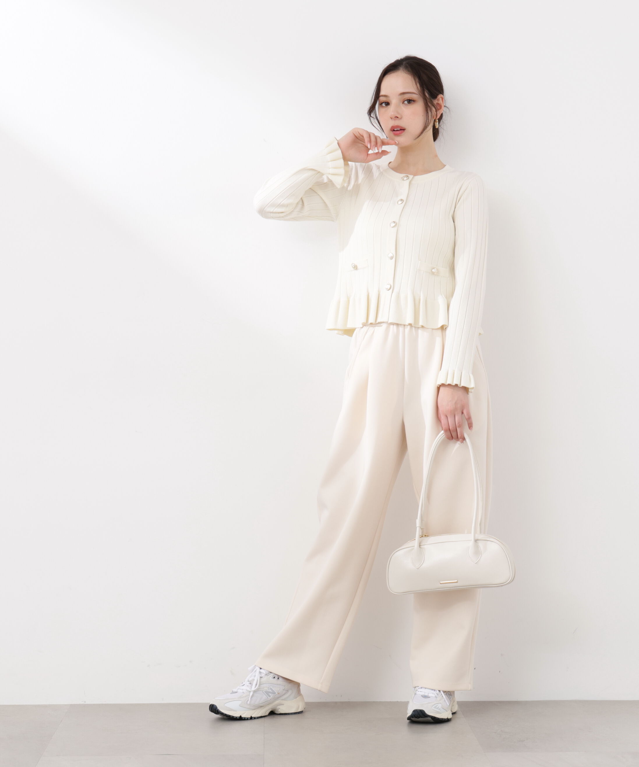 PROPORTION BODY DRESSING「ボタン付きペプラムニット26SS」|ニット・セーター|