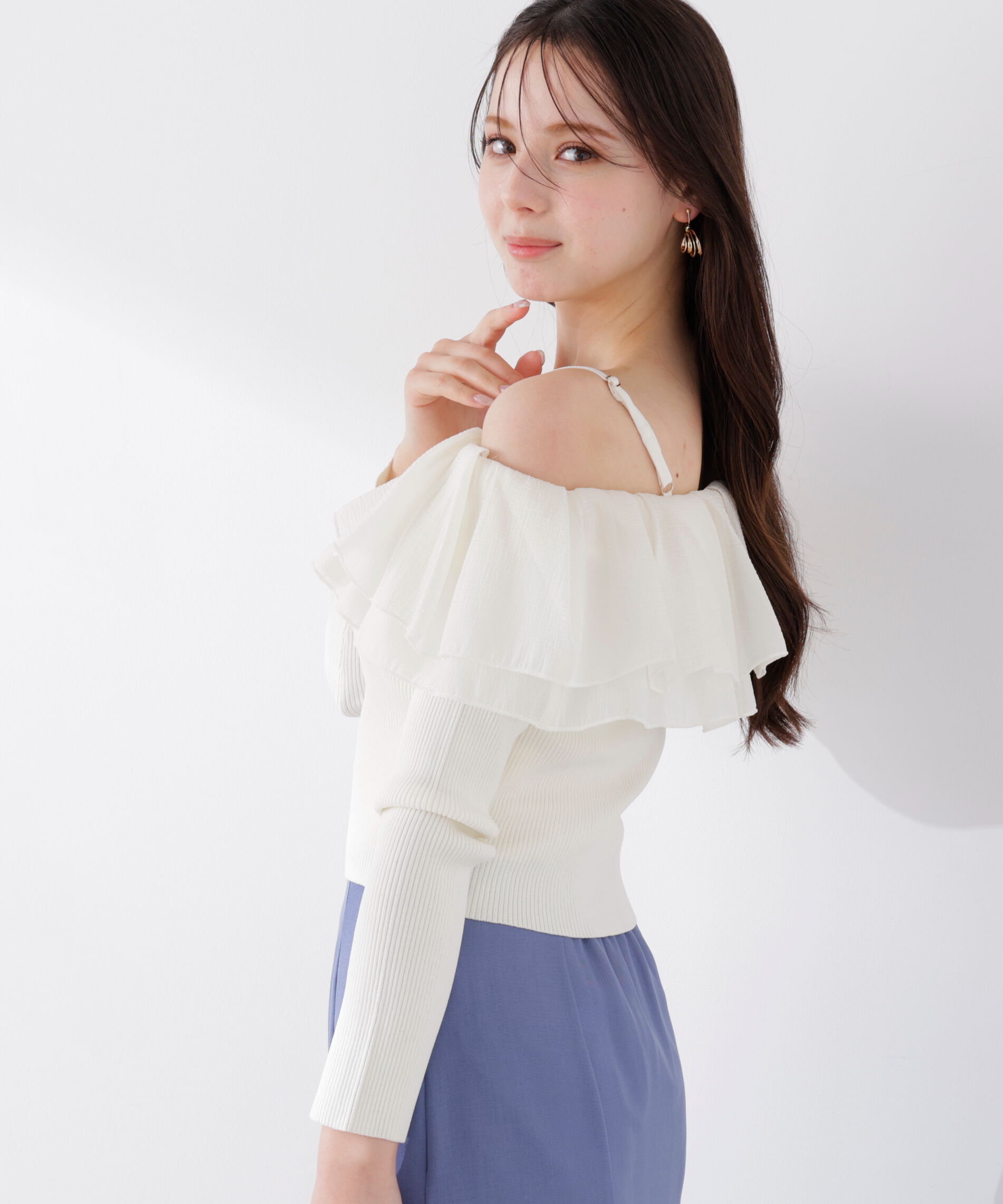 PROPORTION BODY DRESSING「〈a/mie〉フリルリブニット　26SS」|カーディガン|