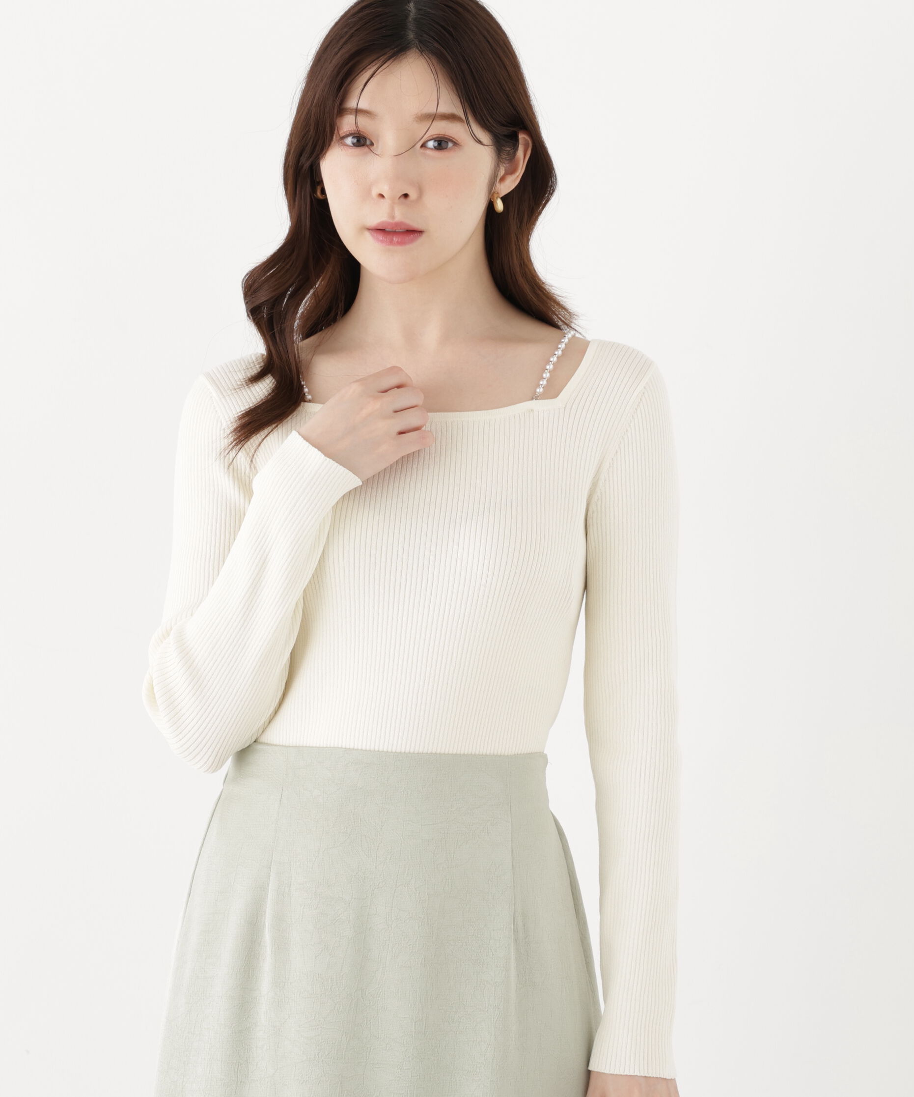 PROPORTION BODY DRESSING「パールチェーン付きニットトップス」|ニット・セーター|