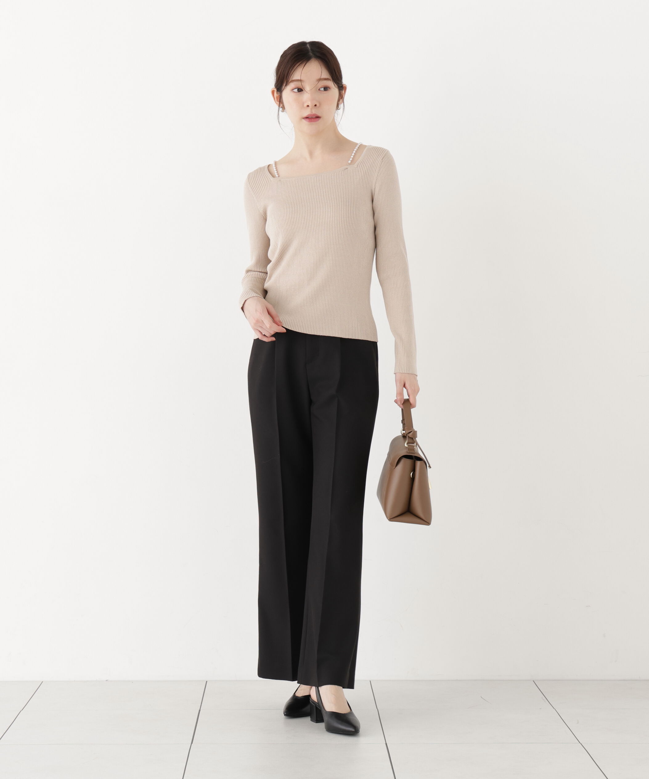 PROPORTION BODY DRESSING「パールチェーン付きニットトップス」|ニット・セーター|