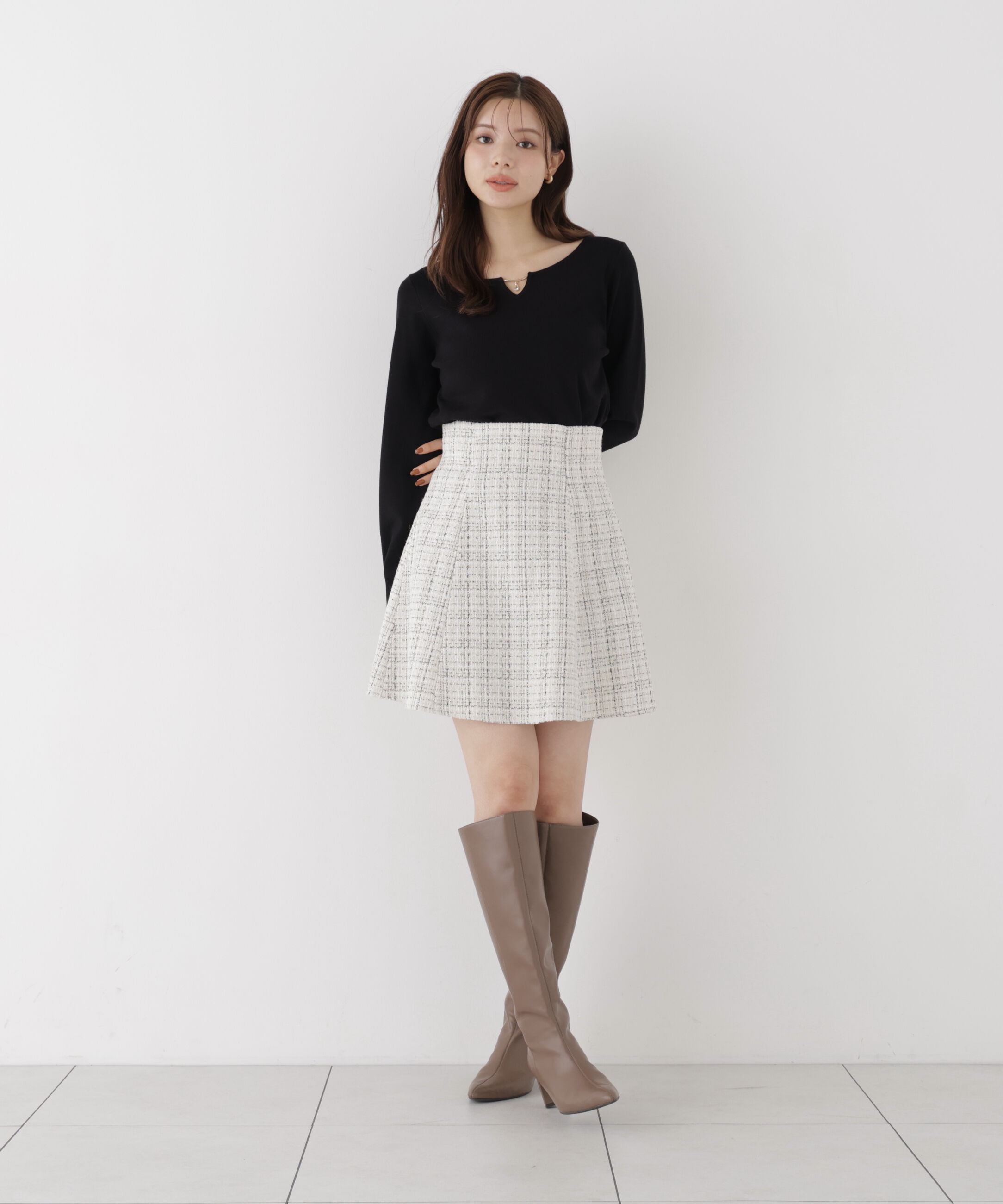 PROPORTION BODY DRESSING「＜加藤栞さん着用＞ツイードミニフレアスカート」|スカート|