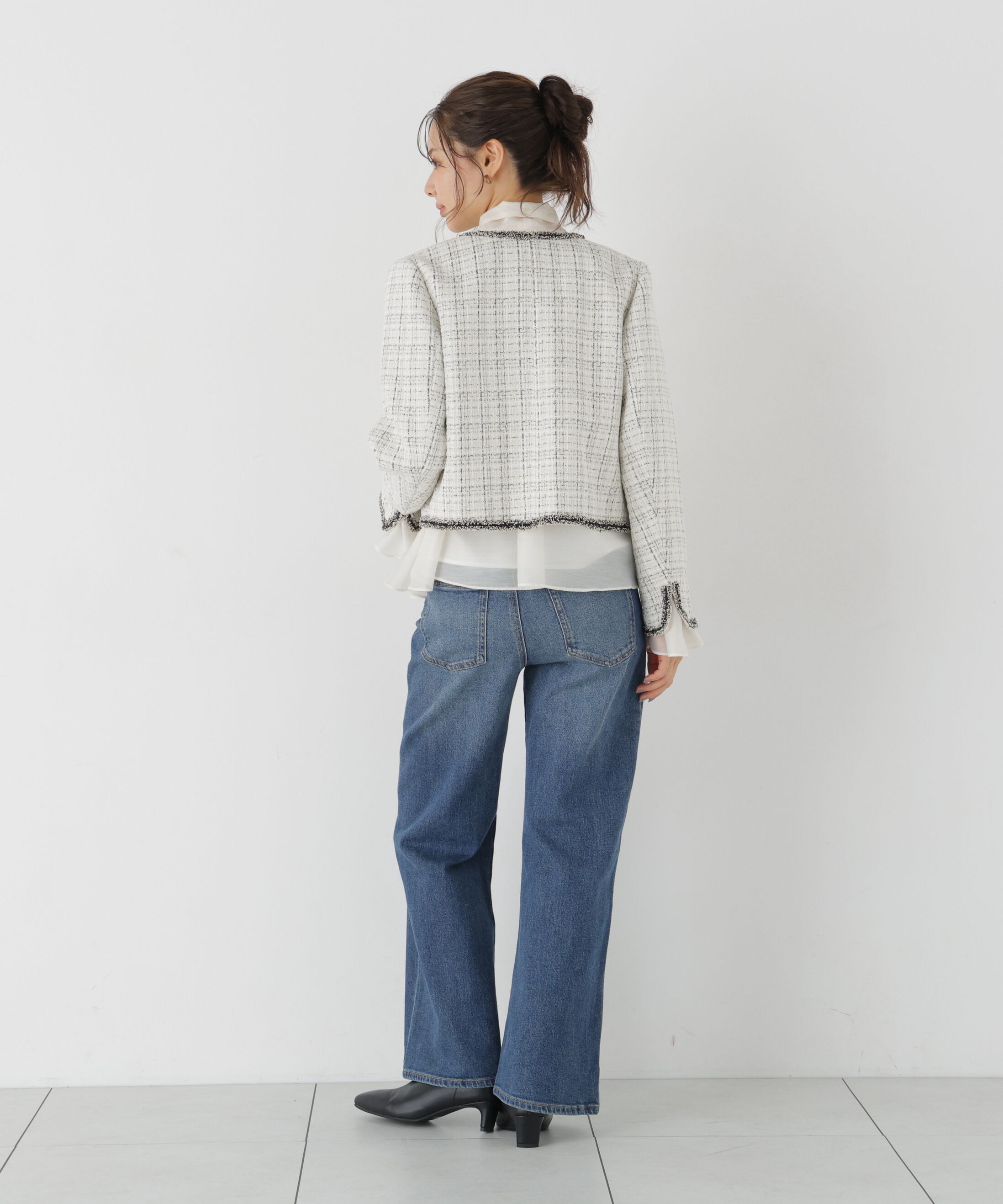 PROPORTION BODY DRESSING「ノーカラーツイードジャケット」|ブルゾン・スタジャン|