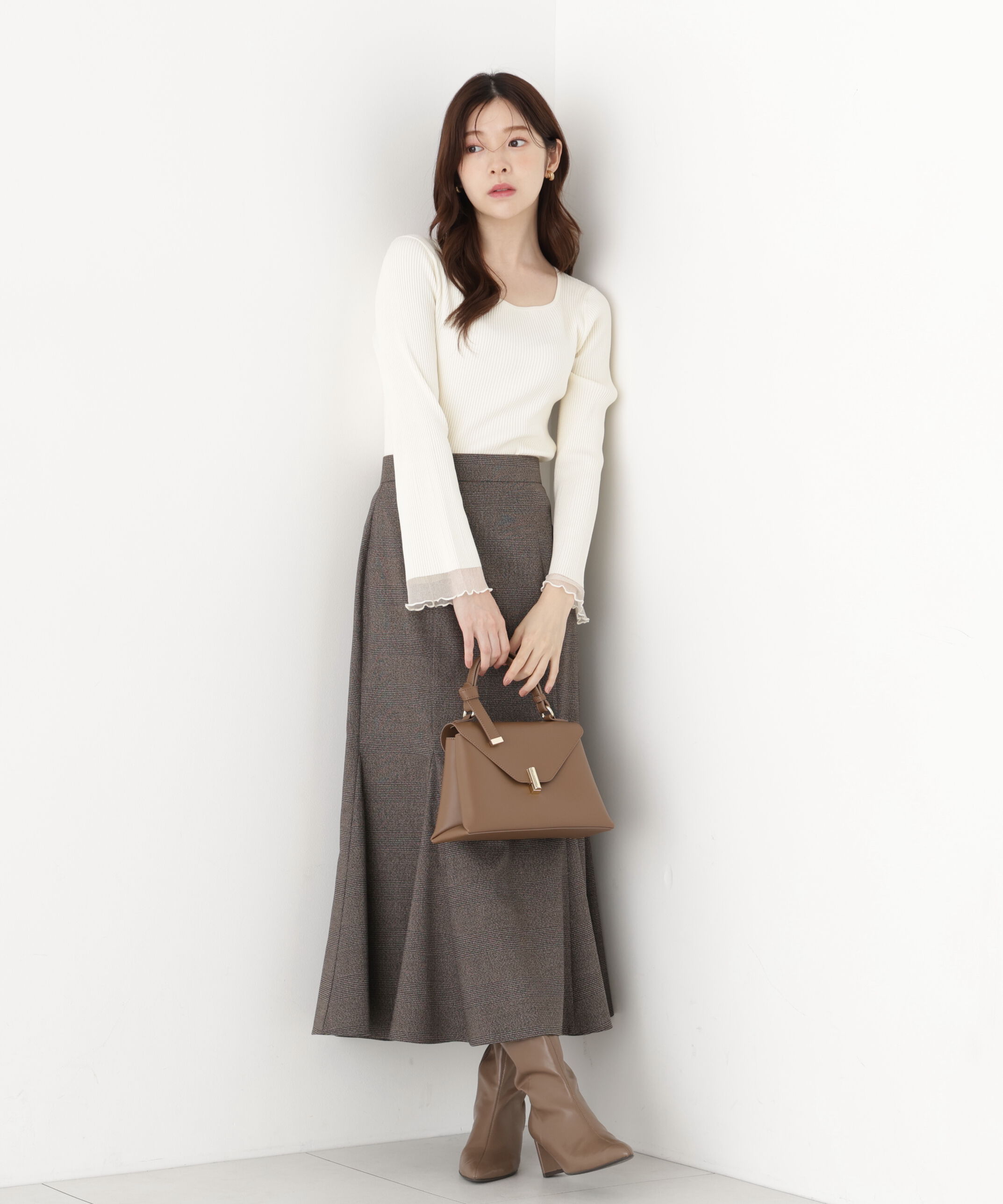 PROPORTION BODY DRESSING「スクエア部分シアーニット 26AW」|ニット・セーター|