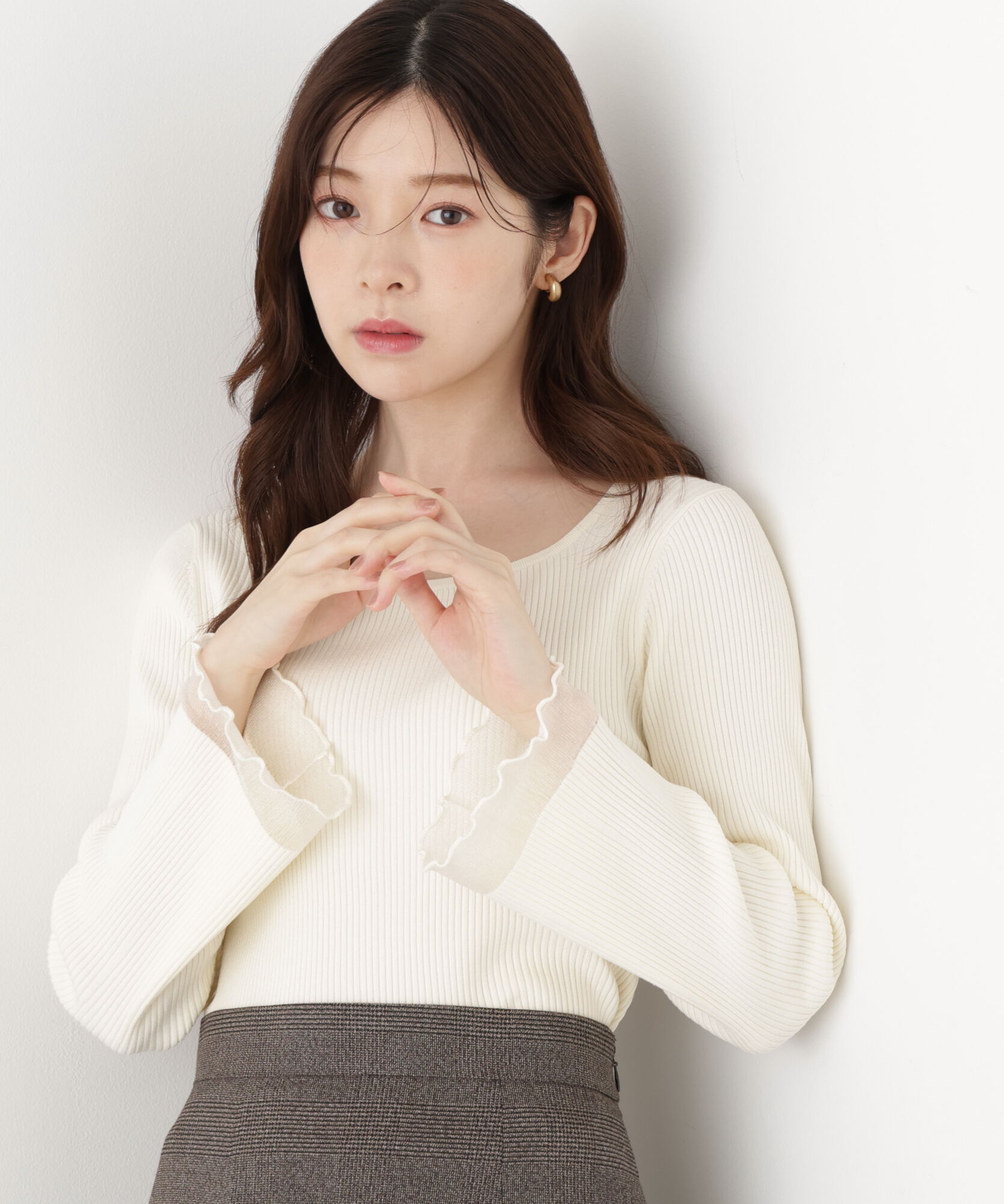 PROPORTION BODY DRESSING「スクエア部分シアーニット 26AW」|ニット・セーター|