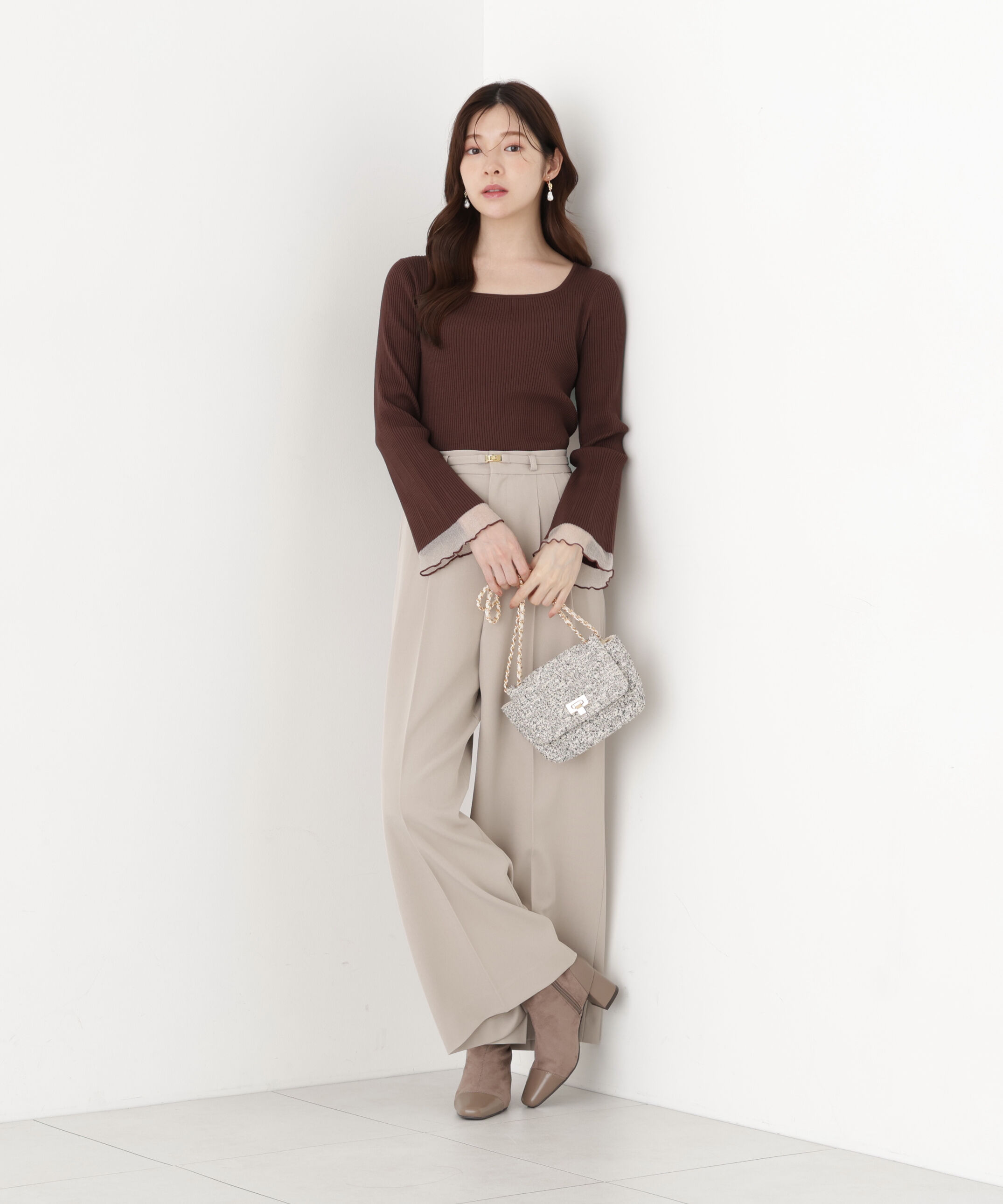 PROPORTION BODY DRESSING「スクエア部分シアーニット 26AW」|ニット・セーター|