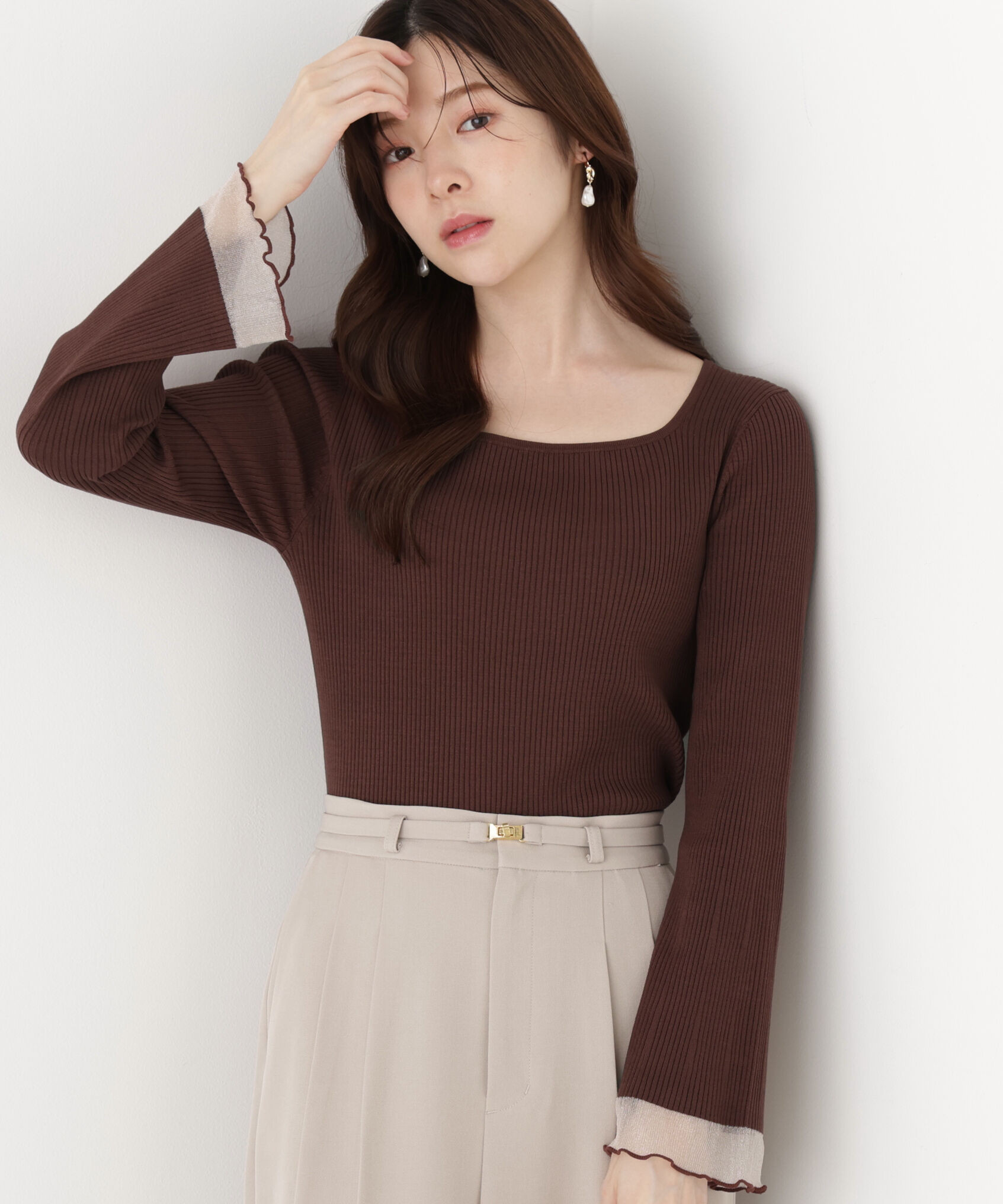 PROPORTION BODY DRESSING「スクエア部分シアーニット 26AW」|ニット・セーター|