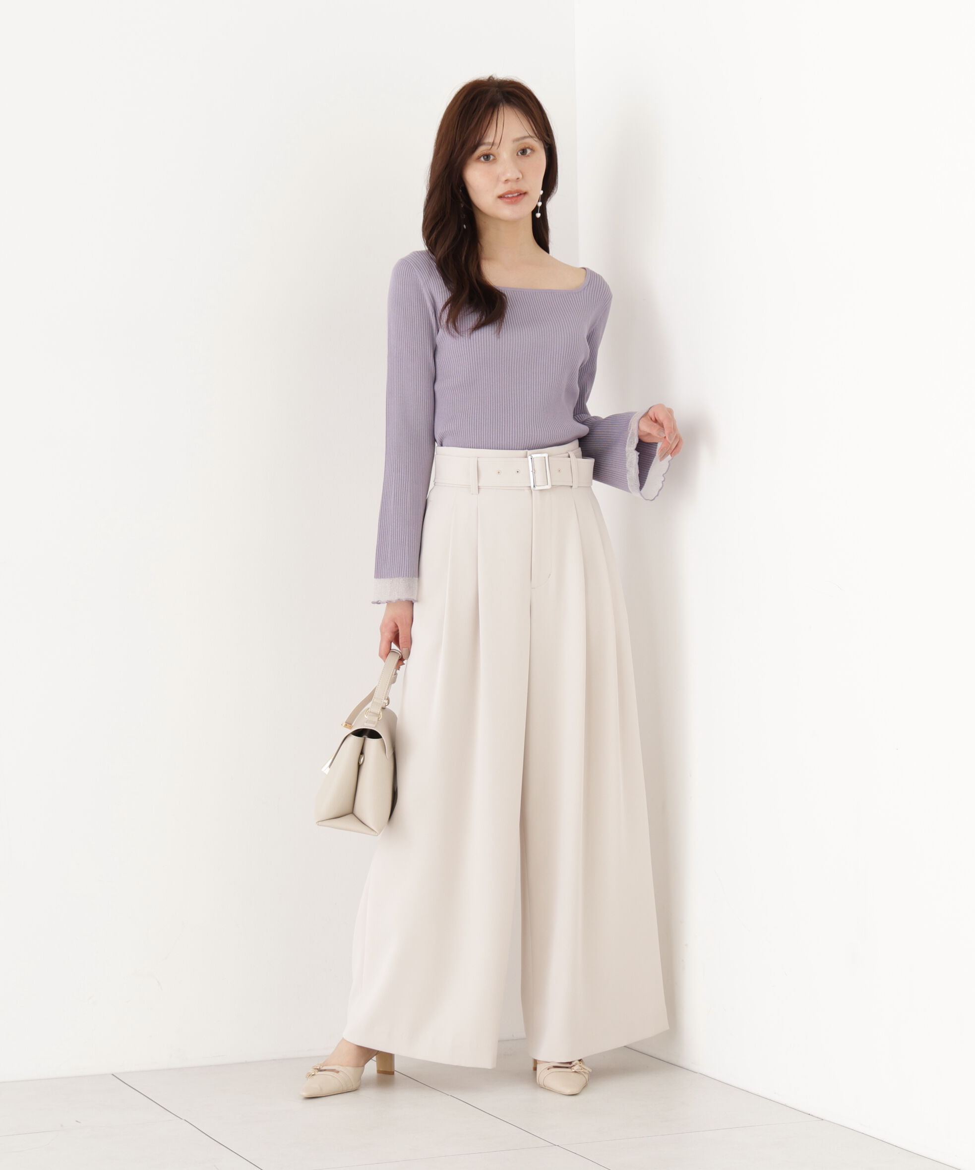 PROPORTION BODY DRESSING「スクエア部分シアーニット 26AW」|ニット・セーター|