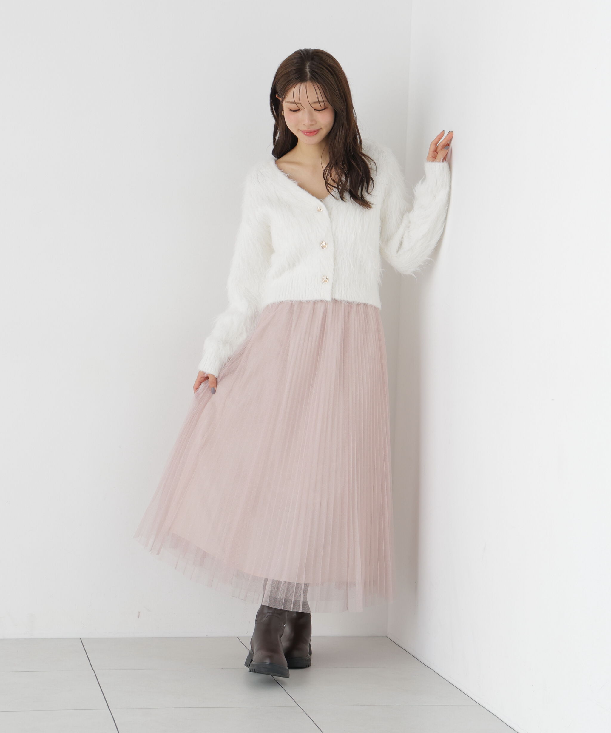 PROPORTION BODY DRESSING「＜加藤栞さん着用＞シャギーショートカーディガン」|カーディガン|