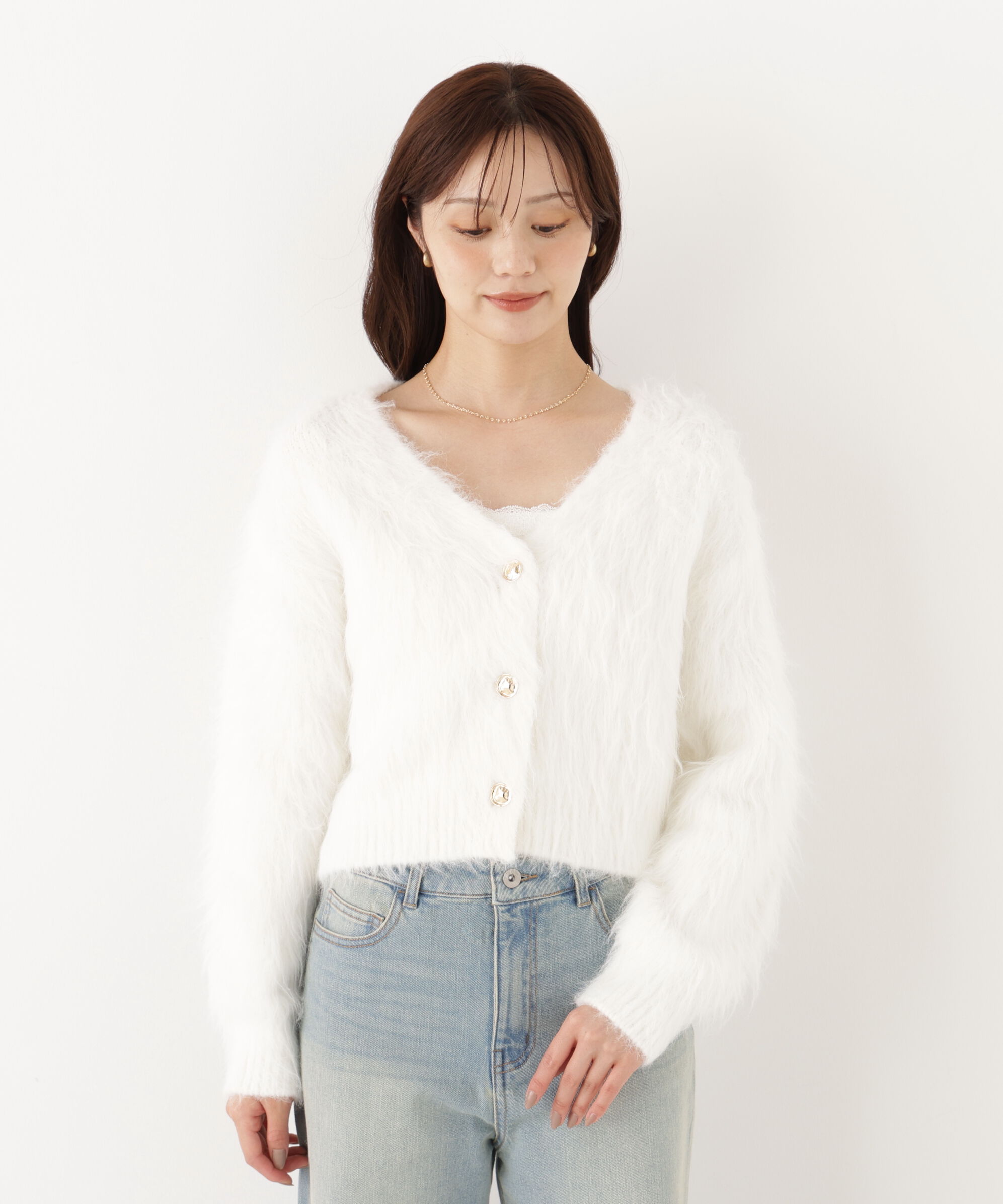 PROPORTION BODY DRESSING「＜加藤栞さん着用＞シャギーショートカーディガン」|カーディガン|