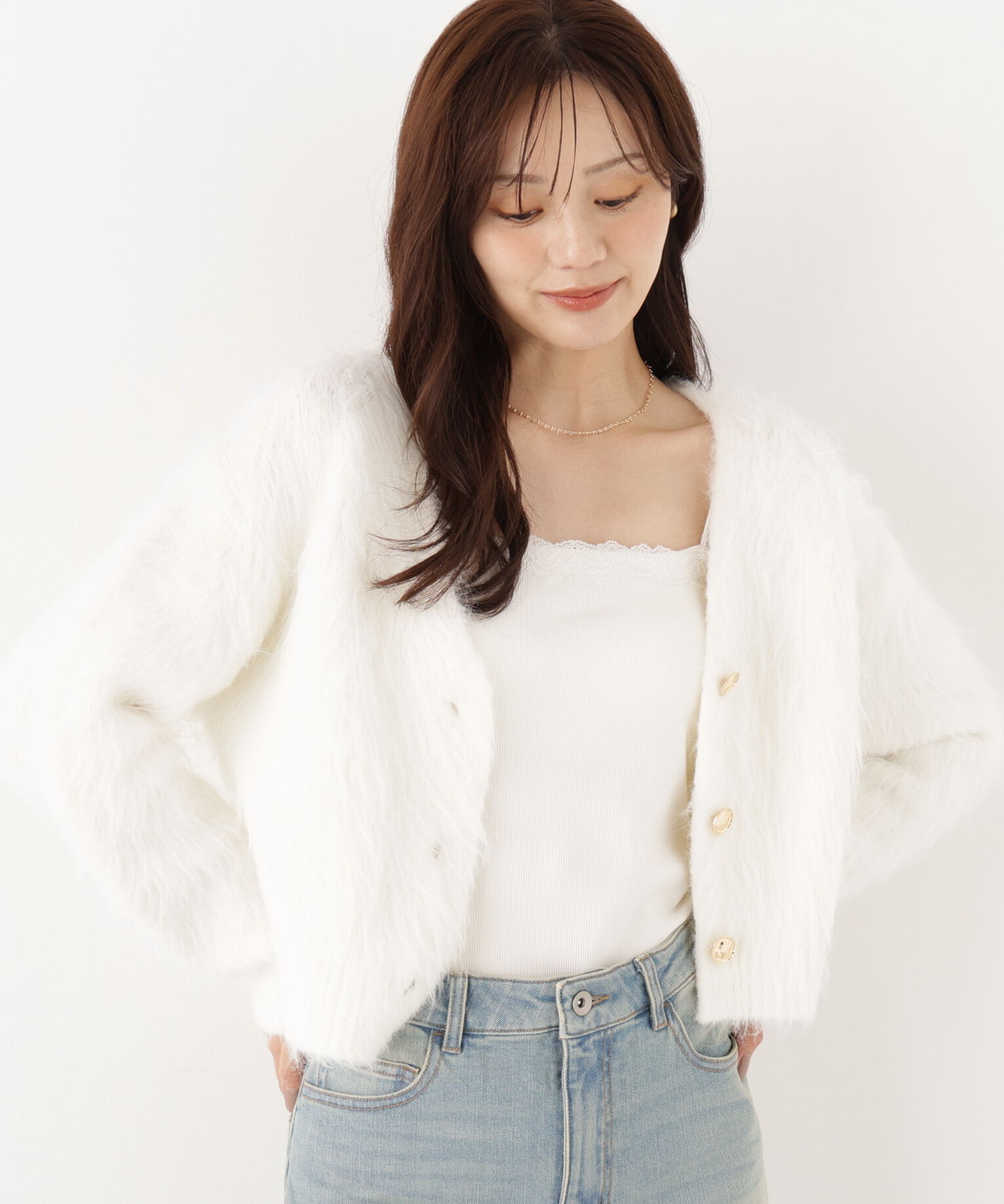PROPORTION BODY DRESSING「＜加藤栞さん着用＞シャギーショートカーディガン」|カーディガン|