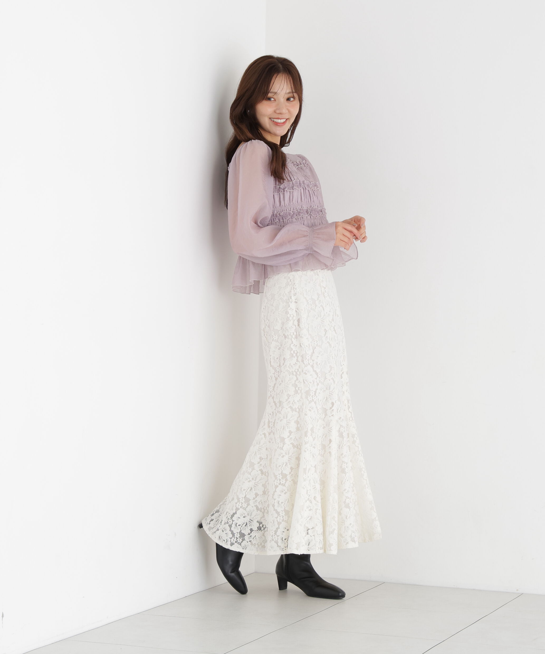 PROPORTION BODY DRESSING「＜加藤栞さん着用＞起毛レースマーメイドスカート」|スカート|