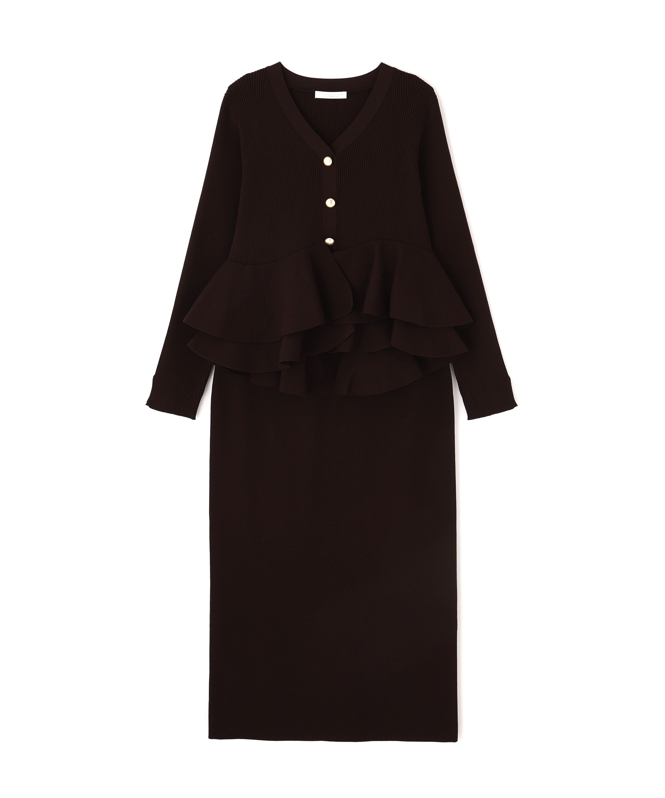 PROPORTION BODY DRESSING「変形ペプラムニットセットアップ 26AW」|ワンピース|