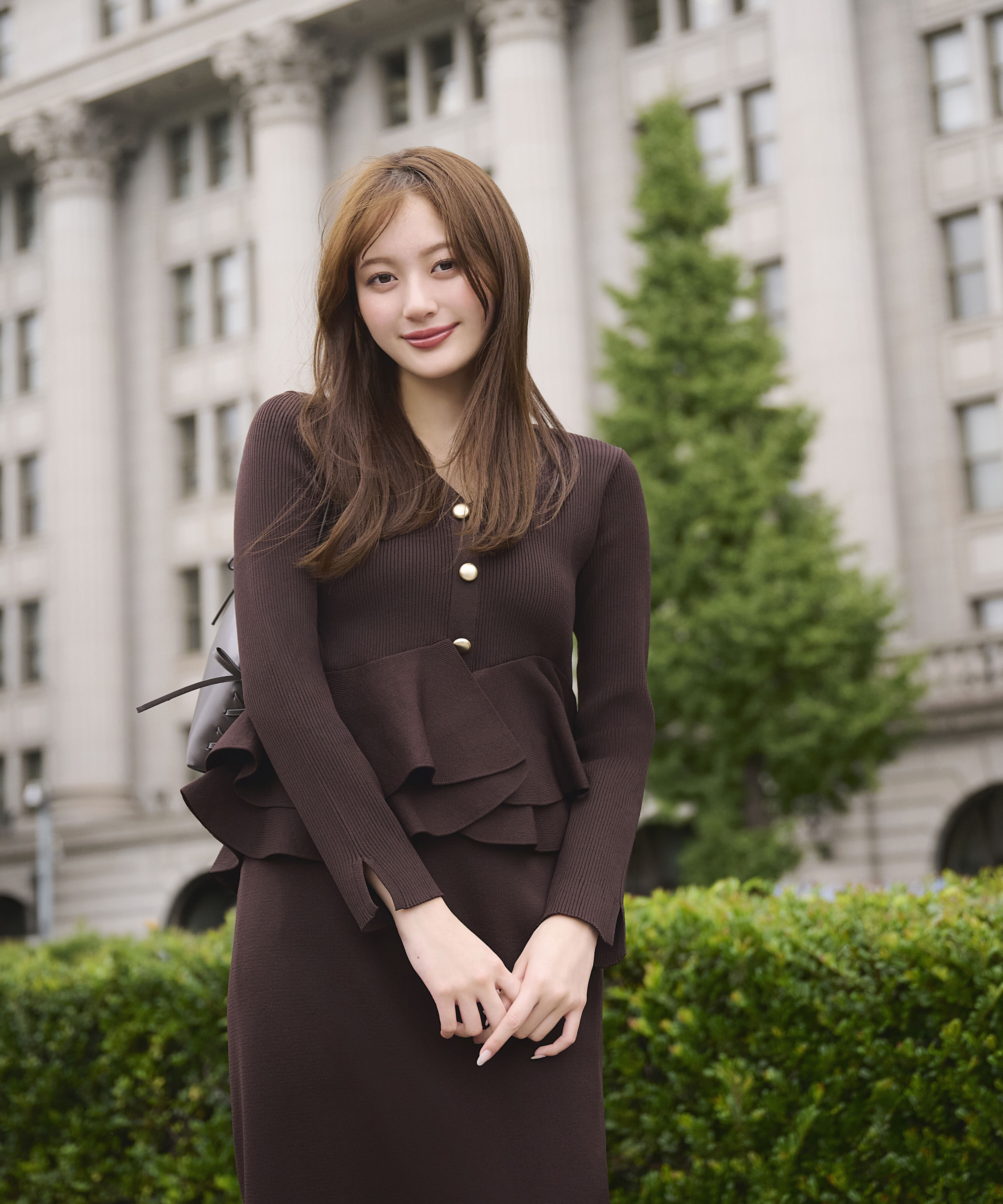 PROPORTION BODY DRESSING「変形ペプラムニットセットアップ 26AW」|ワンピース|