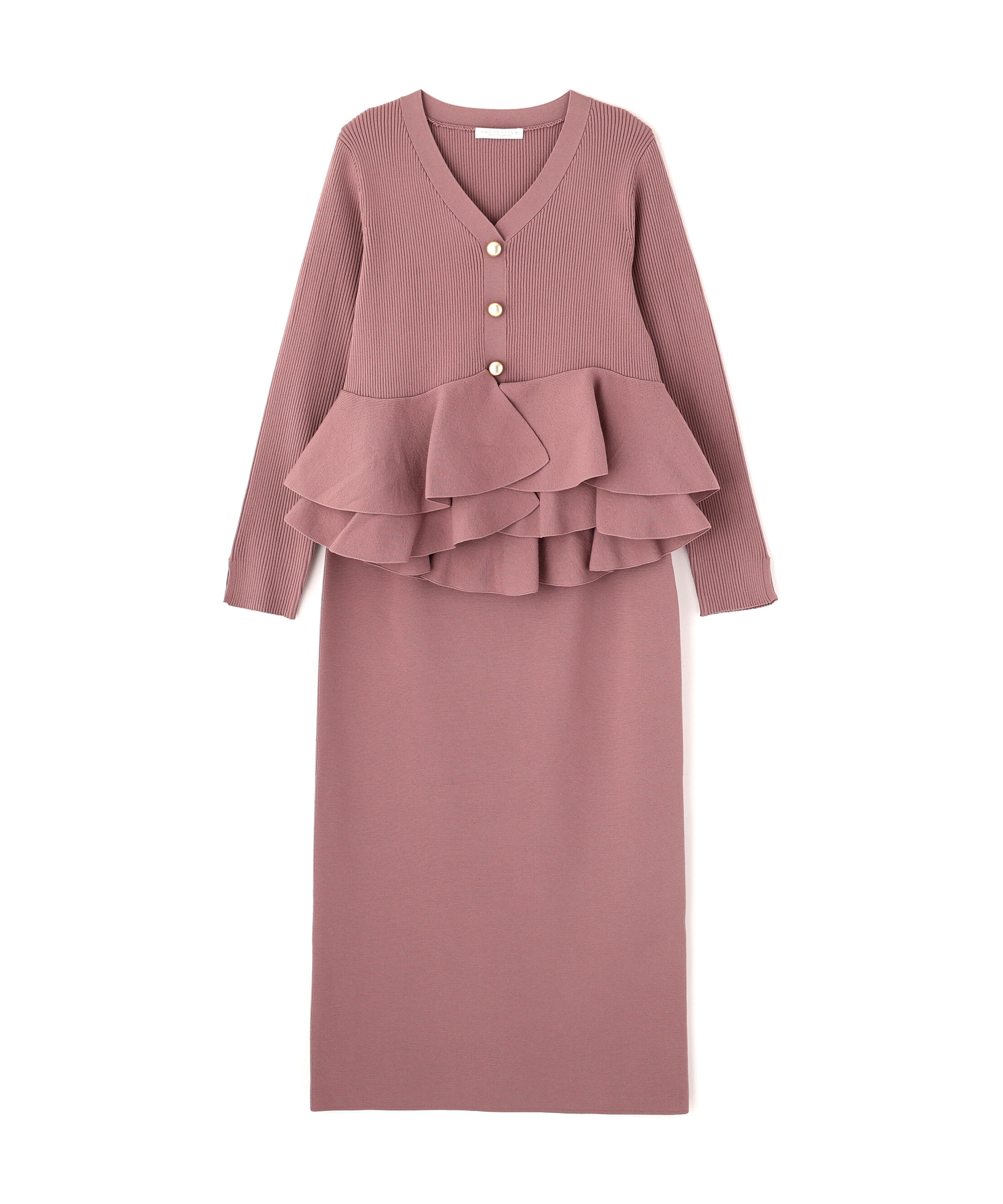 PROPORTION BODY DRESSING「変形ペプラムニットセットアップ 26AW」|ワンピース|