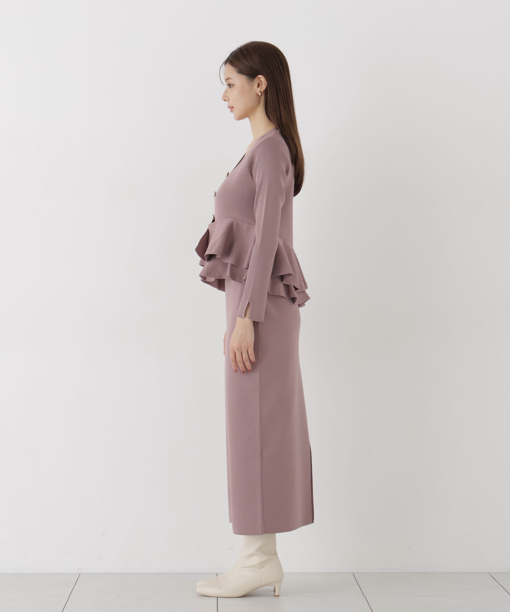 PROPORTION BODY DRESSING「変形ペプラムニットセットアップ 26AW」|ワンピース|