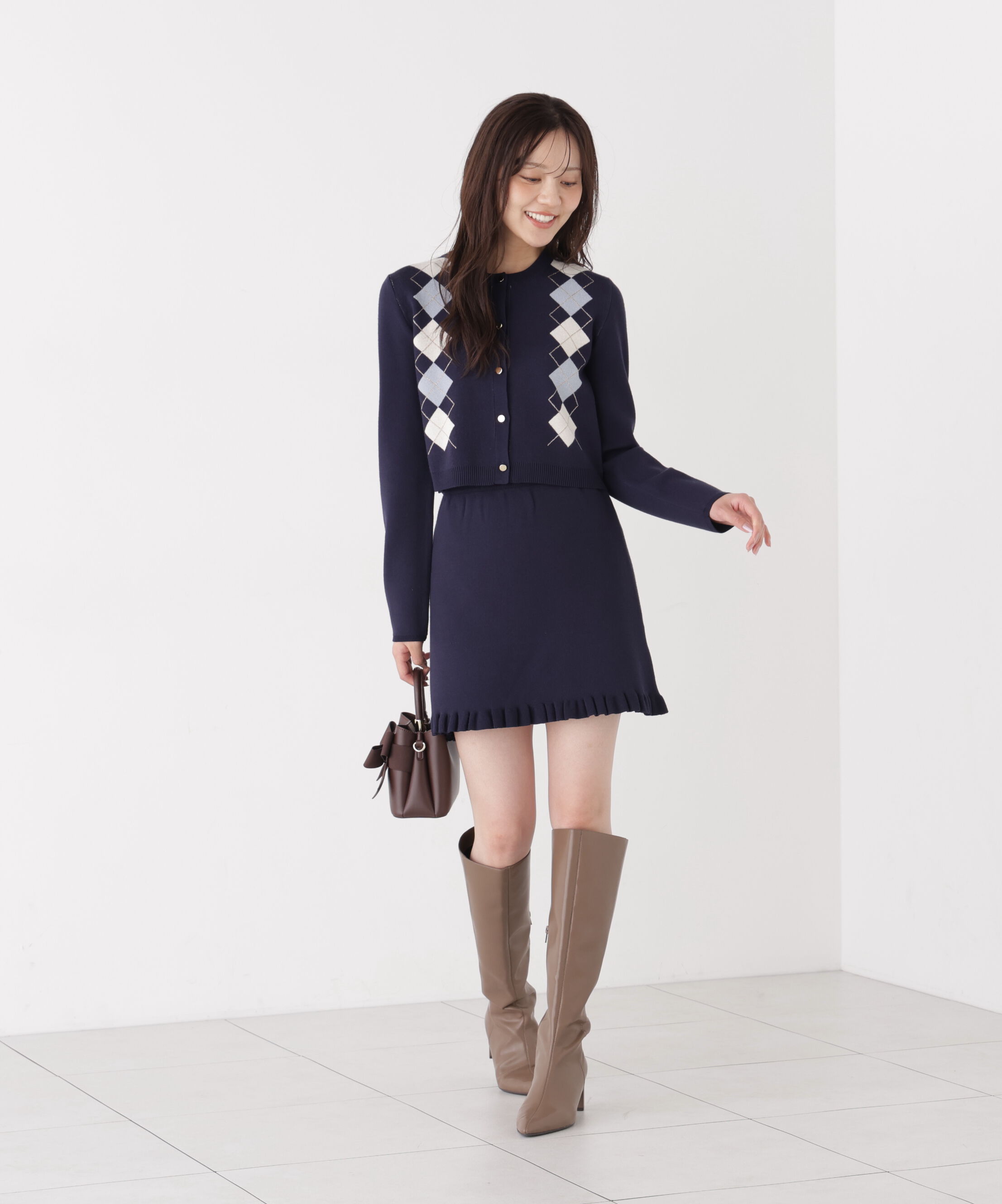 PROPORTION BODY DRESSING「＜EDIT COLOGNE＞アーガイルニットセットアップ」|ワンピース|