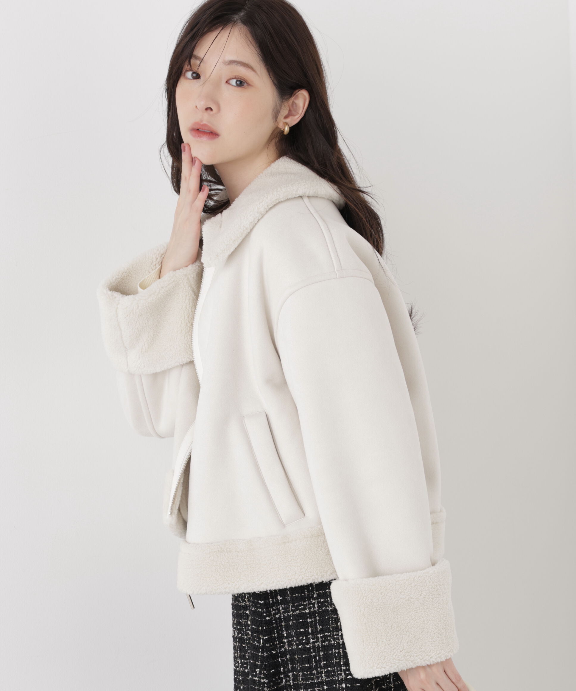 PROPORTION BODY DRESSING「＜加藤栞さん着用＞フェイクムートンショートブルゾン」|ブルゾン・スタジャン|
