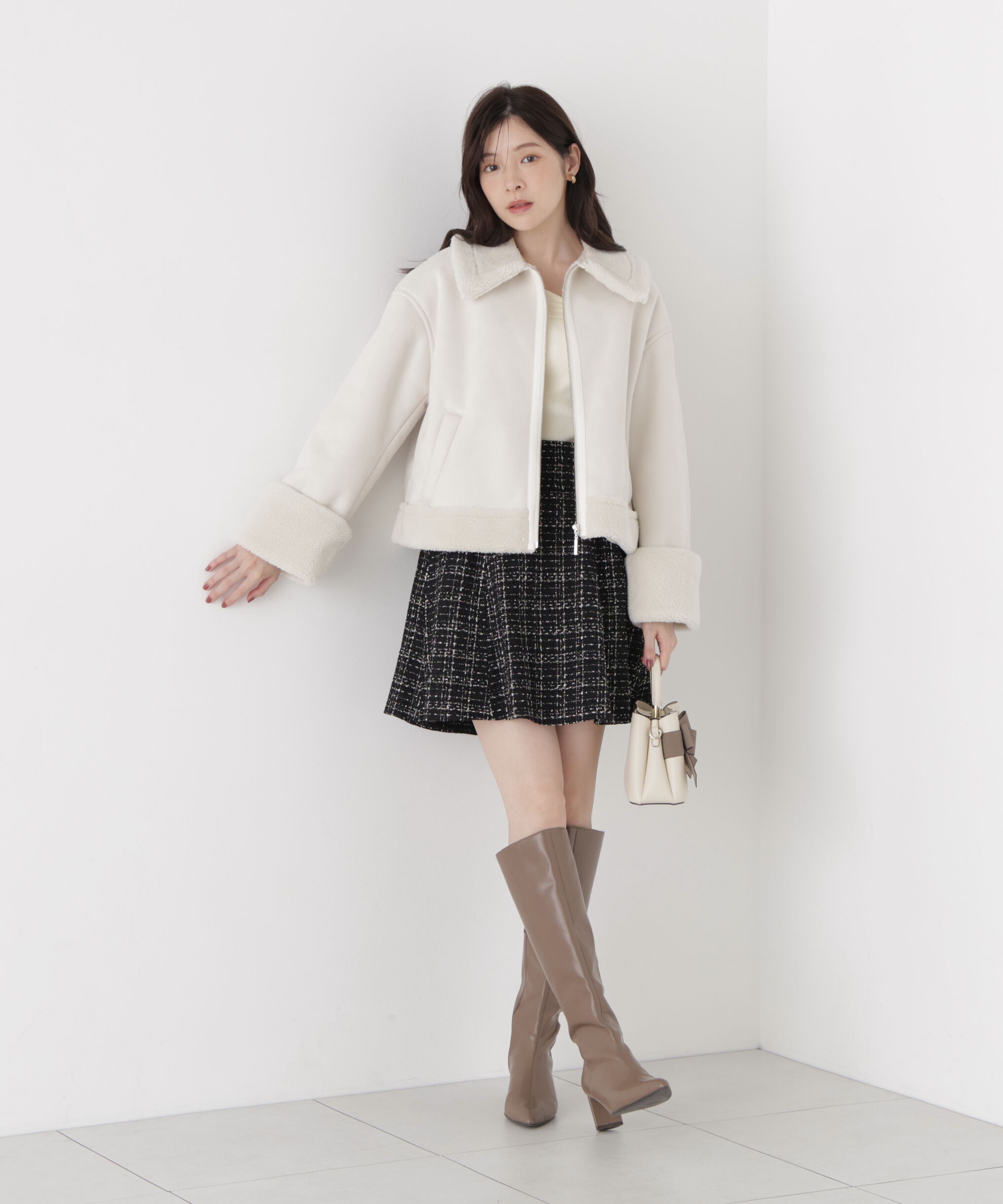 PROPORTION BODY DRESSING「＜加藤栞さん着用＞フェイクムートンショートブルゾン」|ブルゾン・スタジャン|