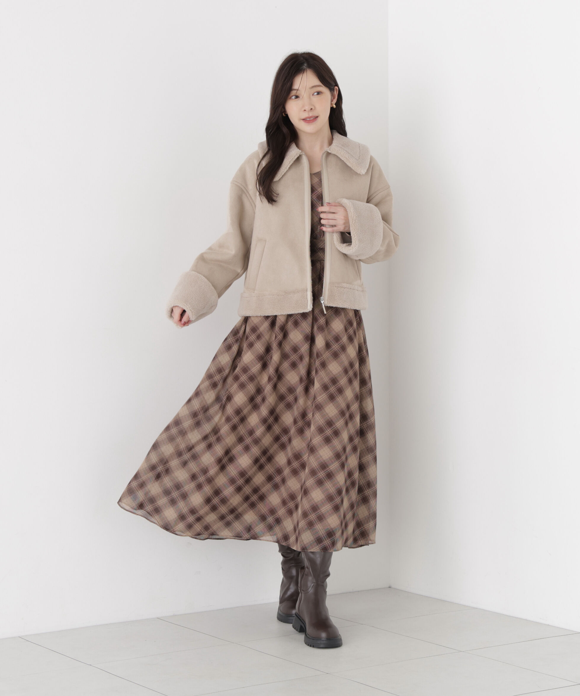 PROPORTION BODY DRESSING「＜加藤栞さん着用＞フェイクムートンショートブルゾン」|ブルゾン・スタジャン|