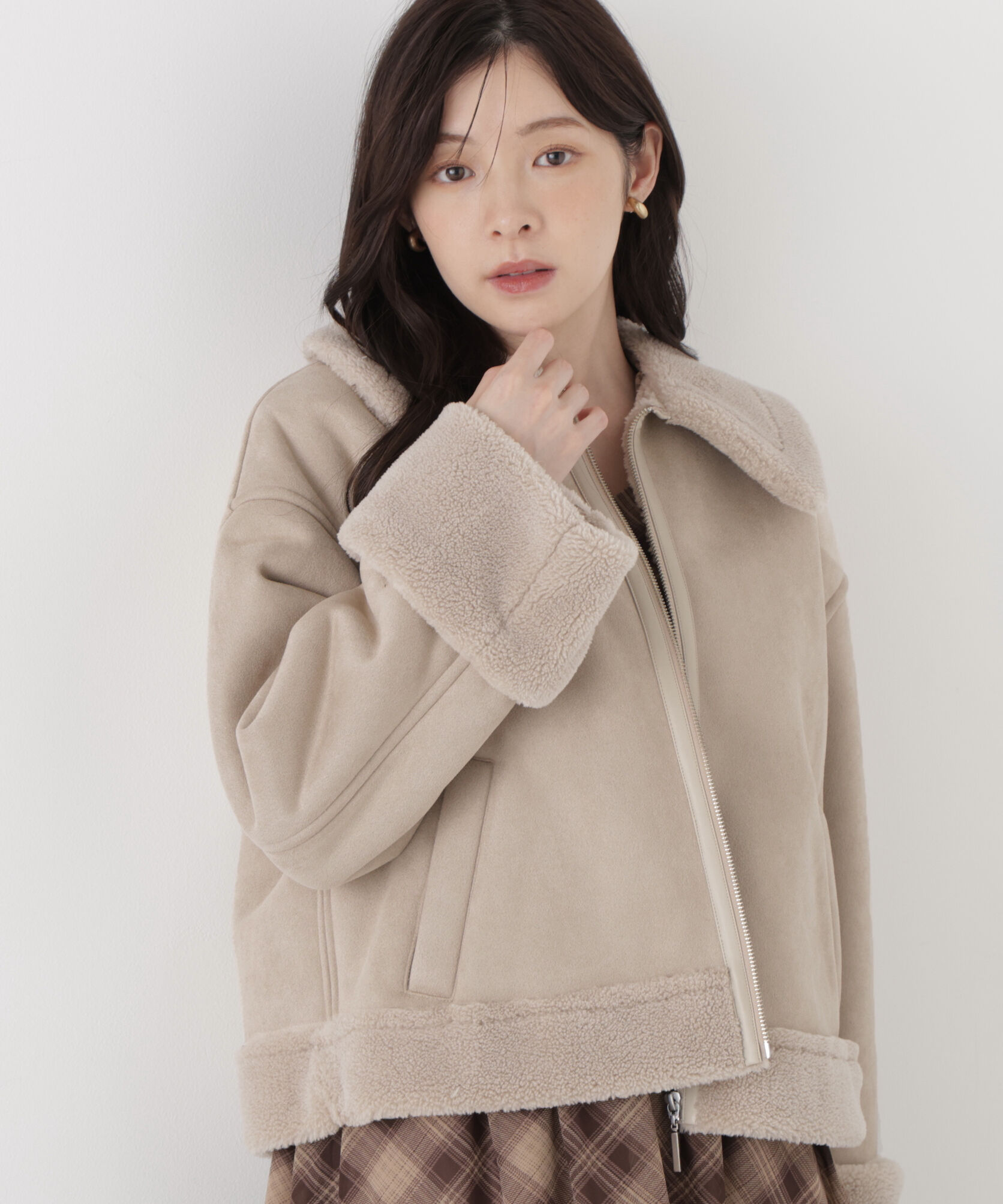 PROPORTION BODY DRESSING「＜加藤栞さん着用＞フェイクムートンショートブルゾン」|ブルゾン・スタジャン|