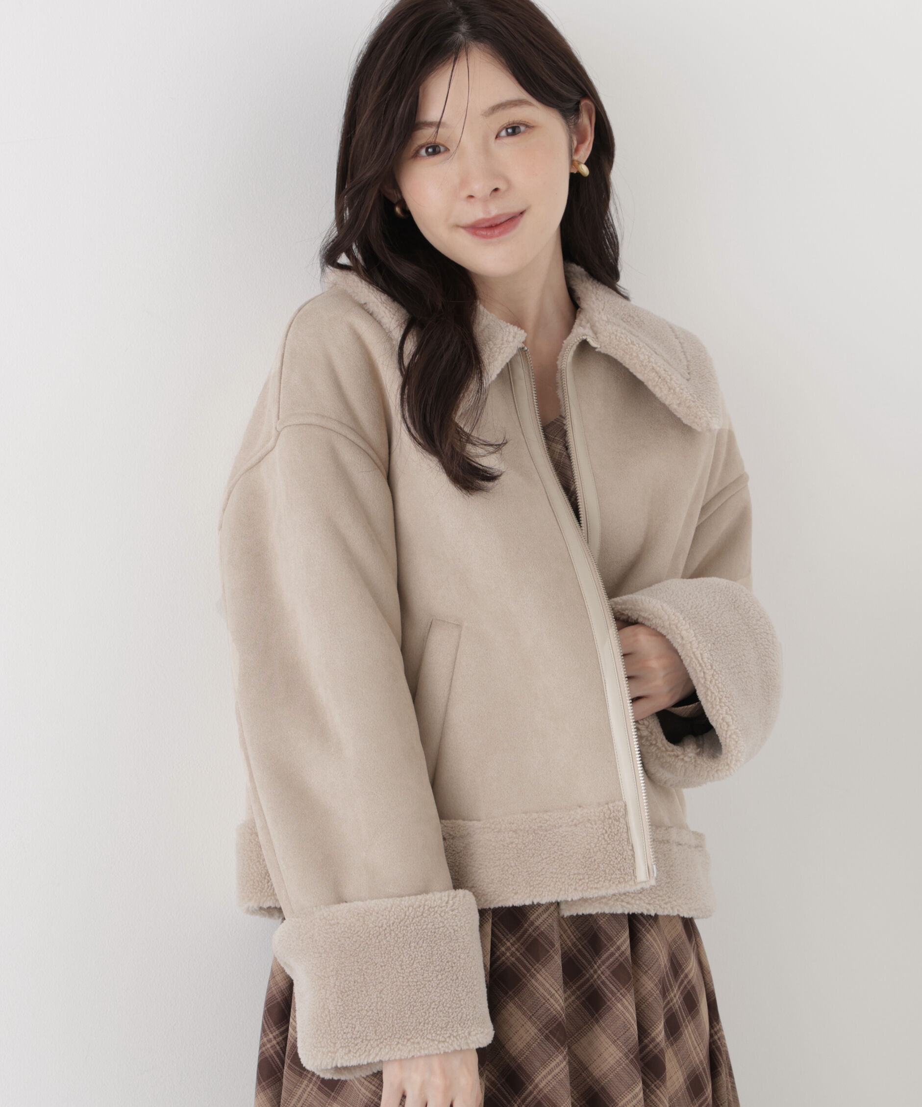 PROPORTION BODY DRESSING「＜加藤栞さん着用＞フェイクムートンショートブルゾン」|ブルゾン・スタジャン|