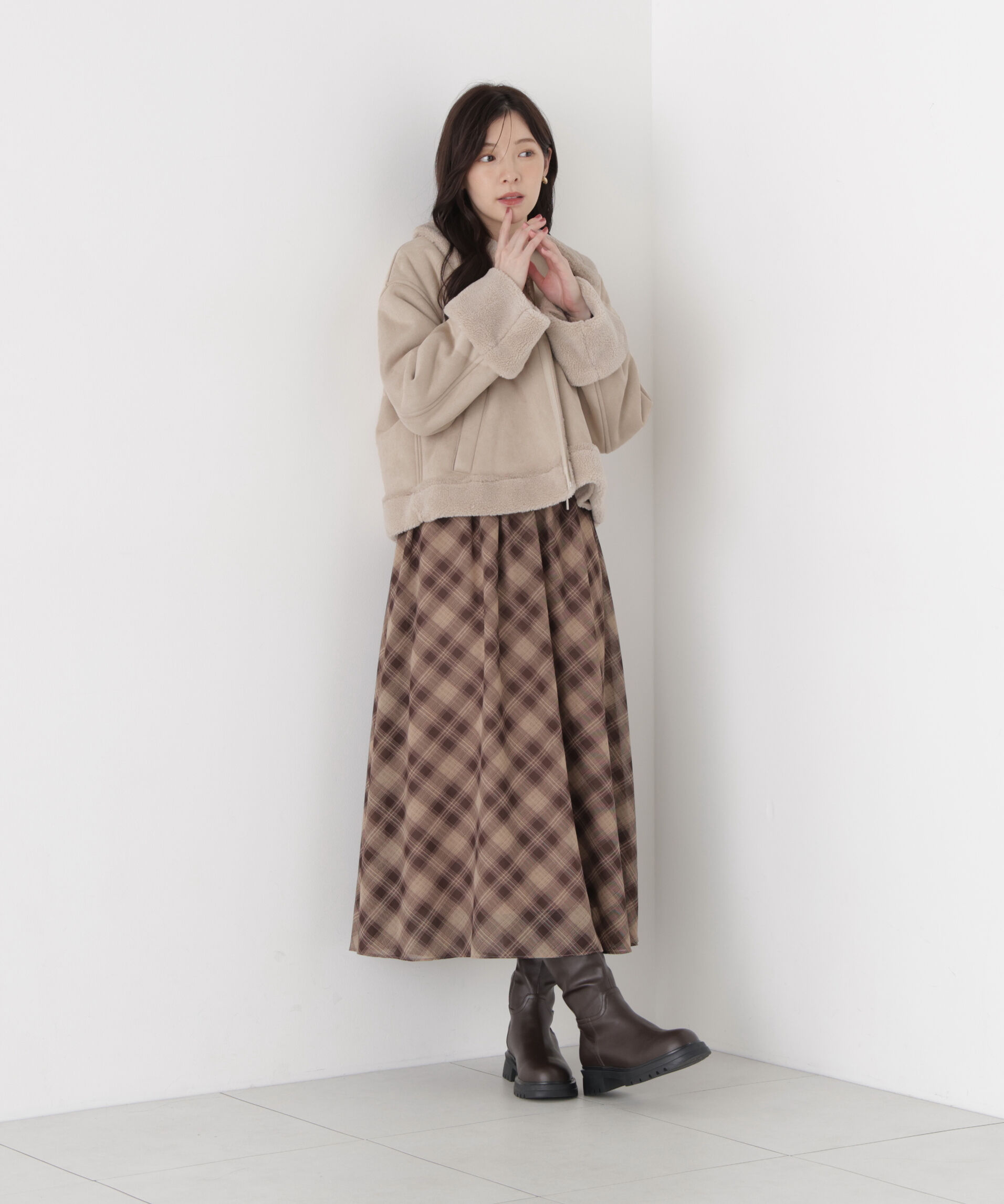 PROPORTION BODY DRESSING「＜加藤栞さん着用＞フェイクムートンショートブルゾン」|ブルゾン・スタジャン|