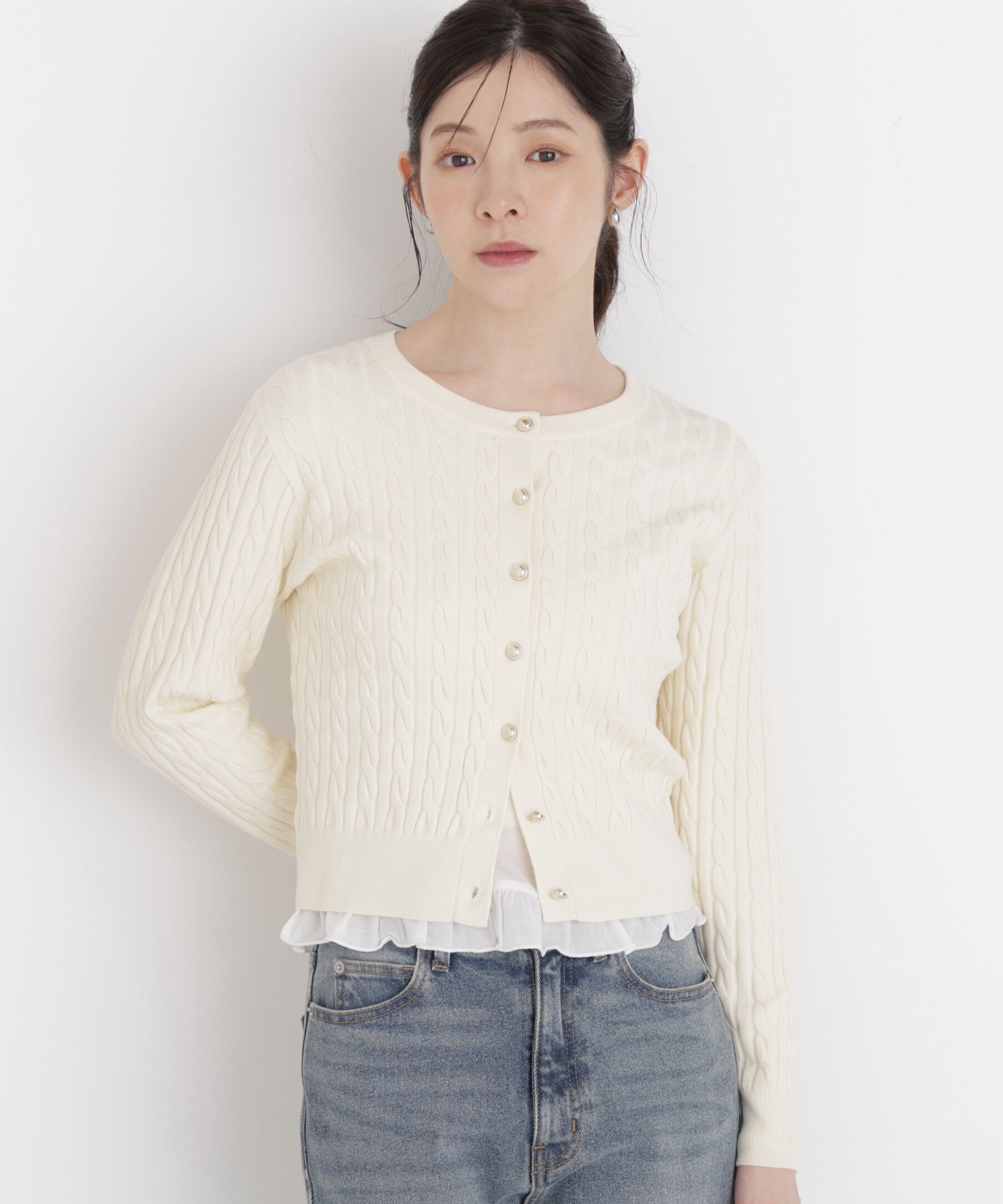 PROPORTION BODY DRESSING「＜加藤栞さん着用＞＜a/mie＞ケーブルニットカーディガン」|カーディガン|