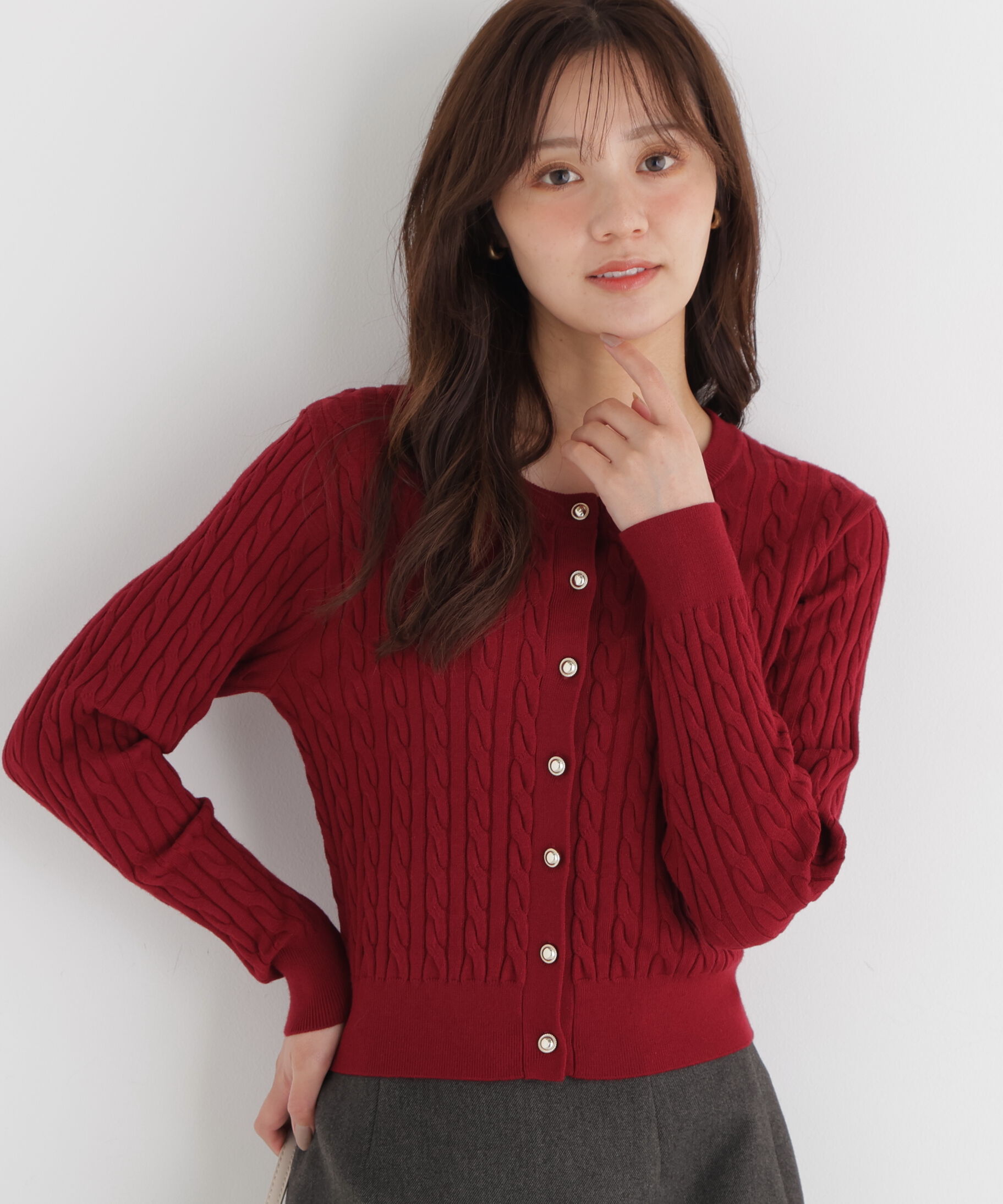 PROPORTION BODY DRESSING「＜加藤栞さん着用＞＜a/mie＞ケーブルニットカーディガン」|カーディガン|