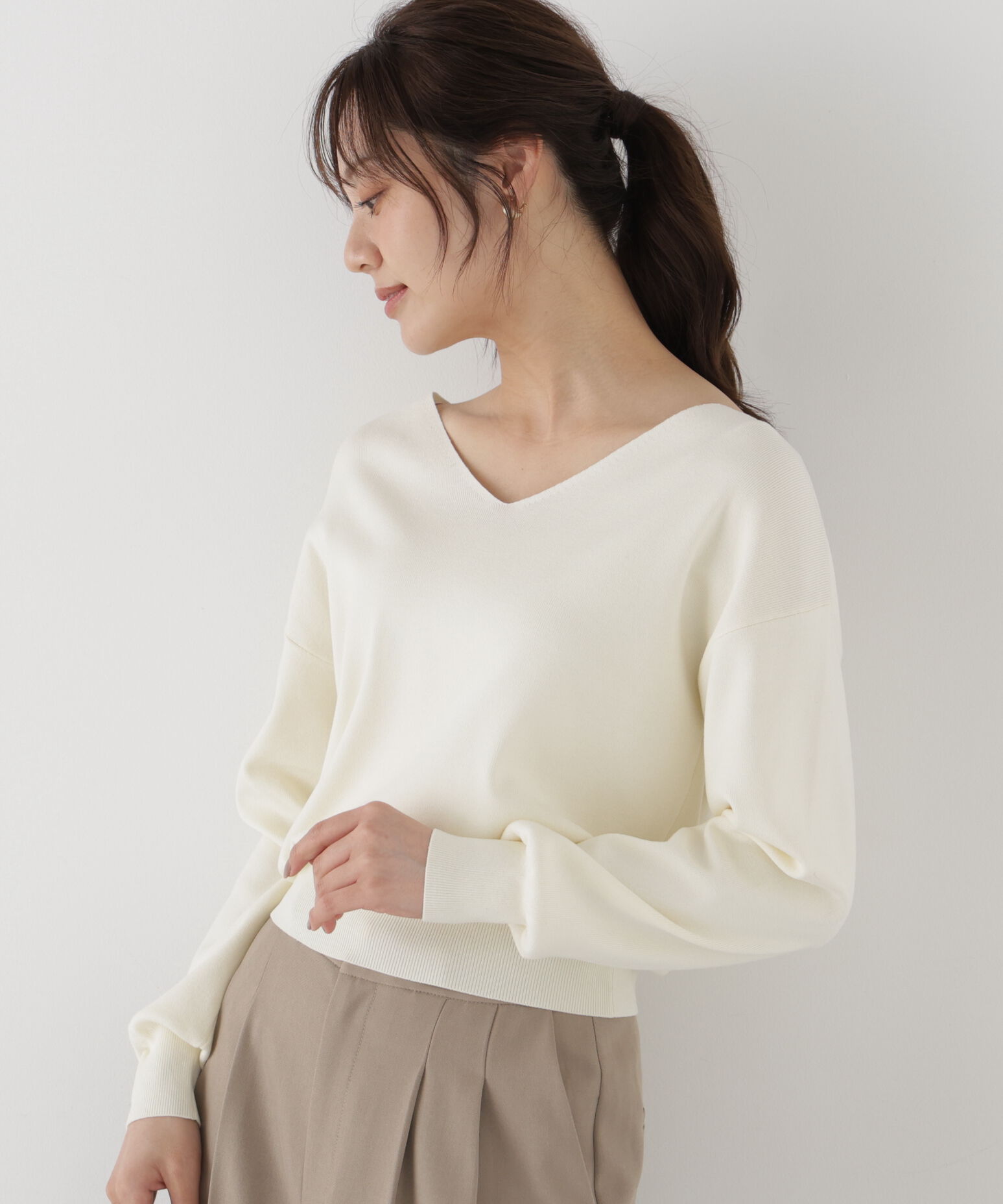 PROPORTION BODY DRESSING「Vネック総針ニット 26AW」|ニット・セーター|
