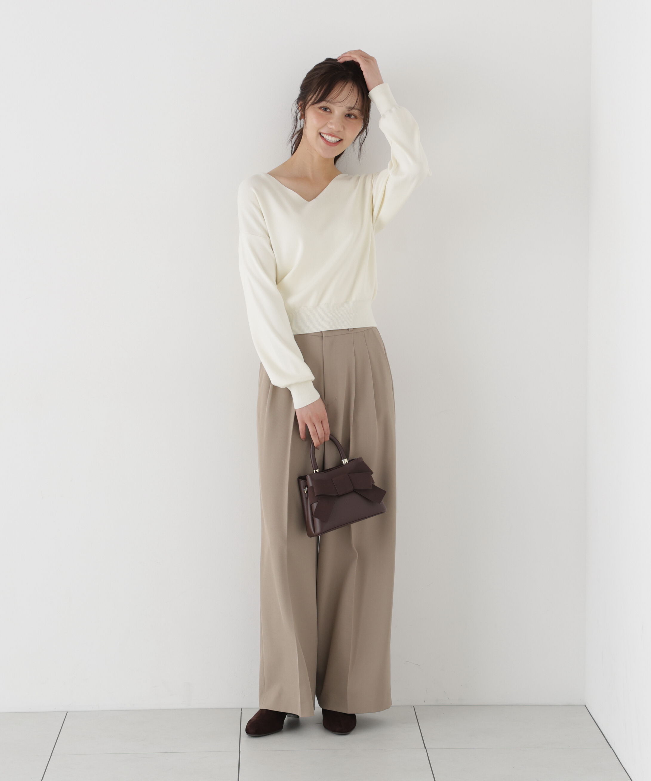 PROPORTION BODY DRESSING「Vネック総針ニット 26AW」|ニット・セーター|