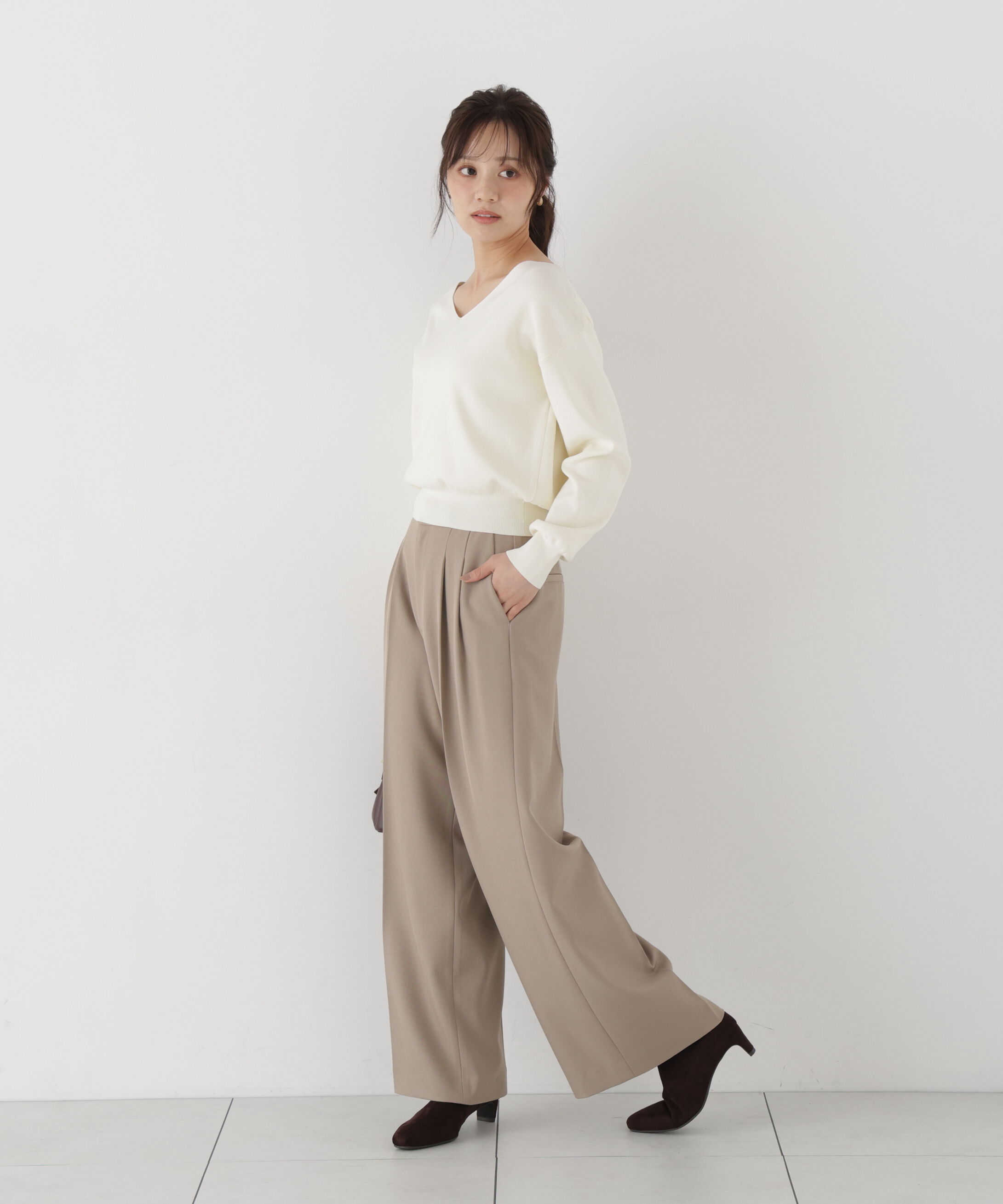 PROPORTION BODY DRESSING「Vネック総針ニット 26AW」|ニット・セーター|