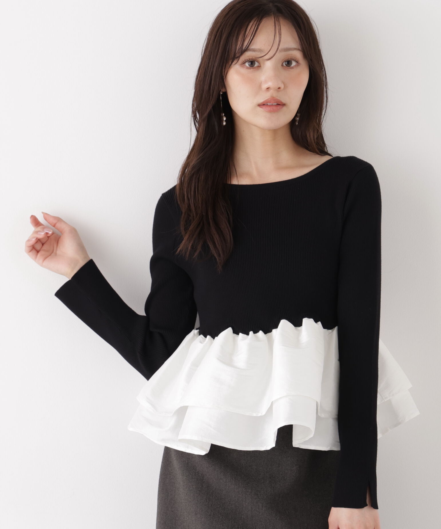 PROPORTION BODY DRESSING「フリルペプラムニット」|ニット・セーター|