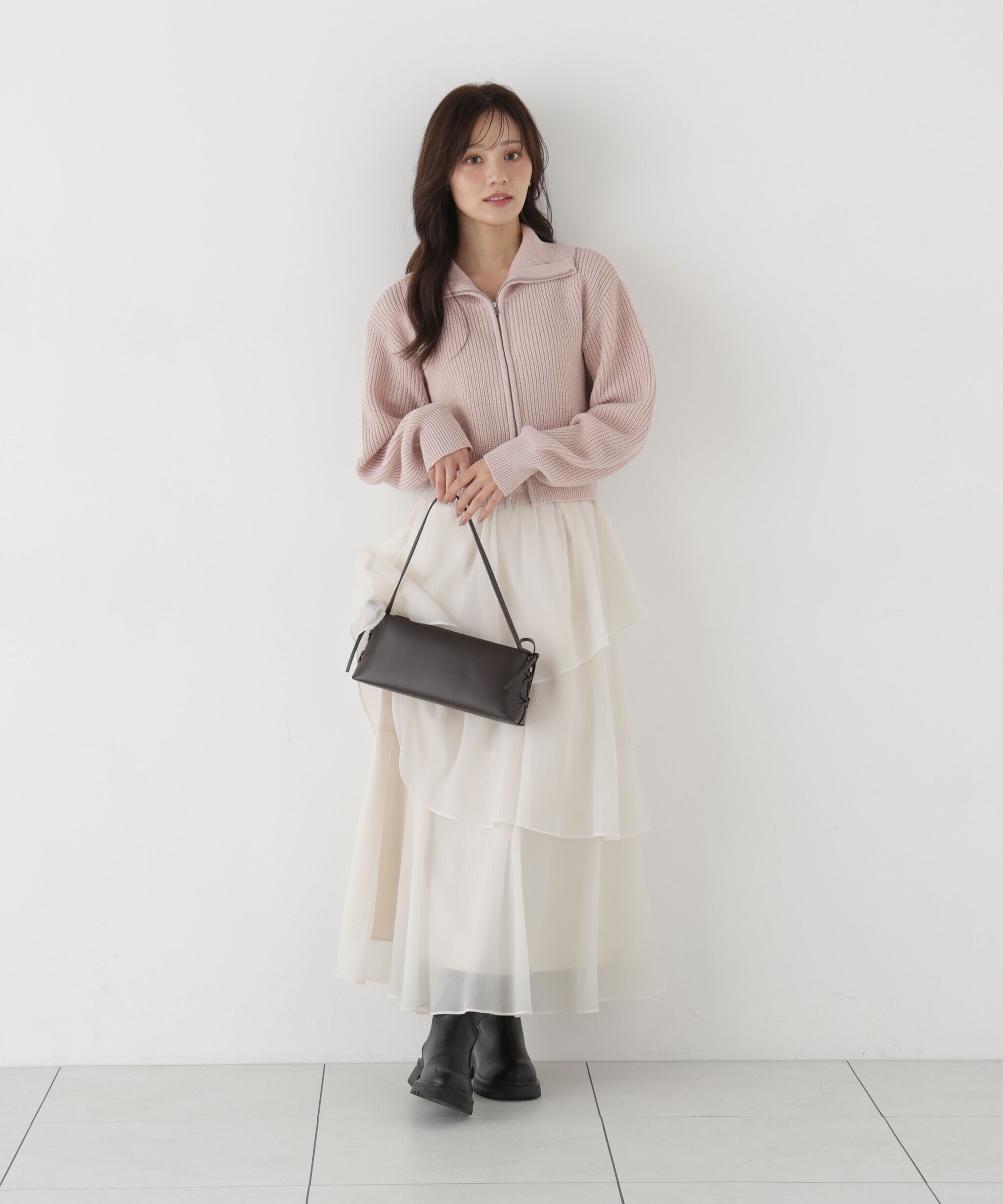 PROPORTION BODY DRESSING「＜a/mie＞フロントジップニット」|カーディガン|