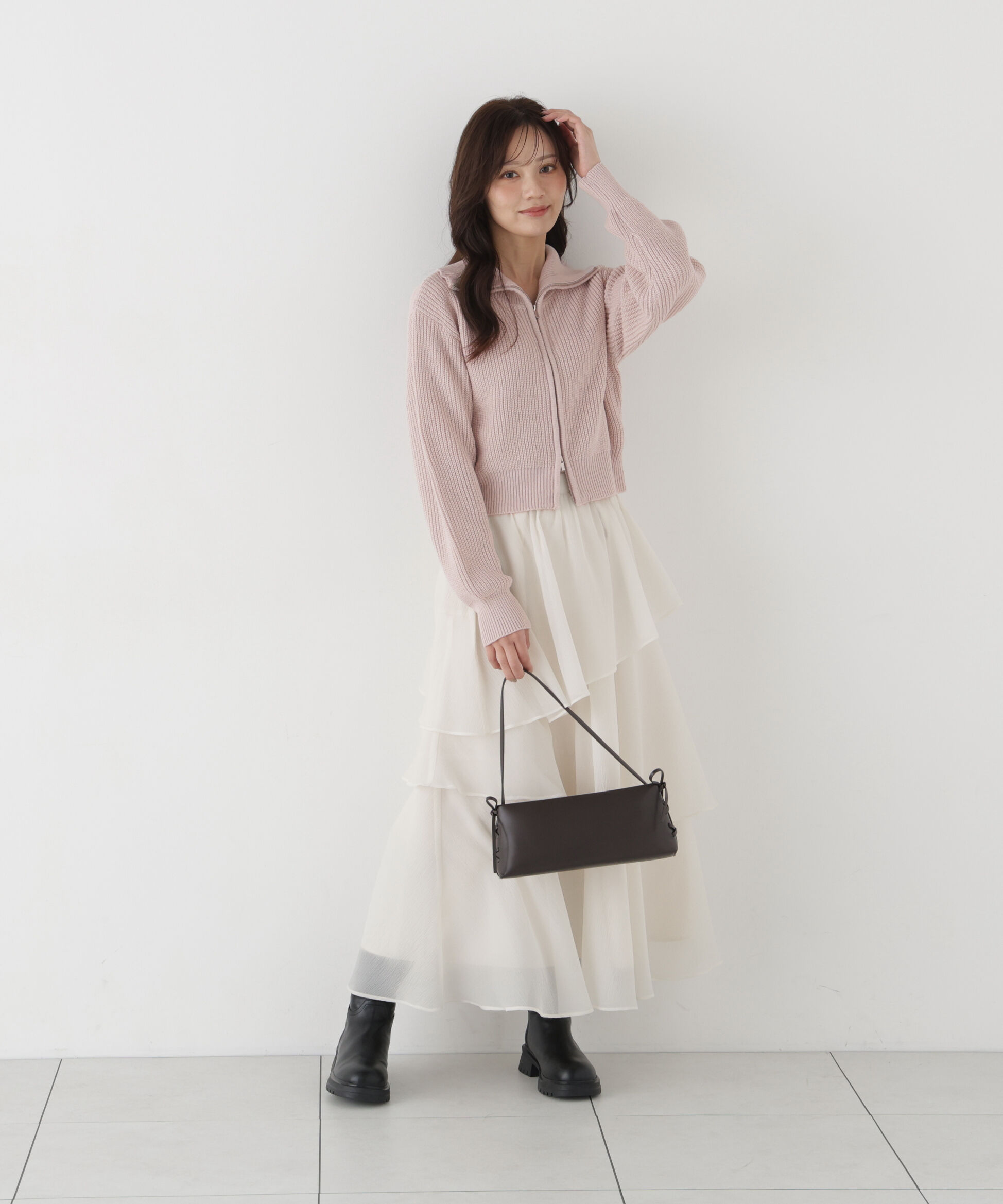 PROPORTION BODY DRESSING「＜a/mie＞フロントジップニット」|カーディガン|