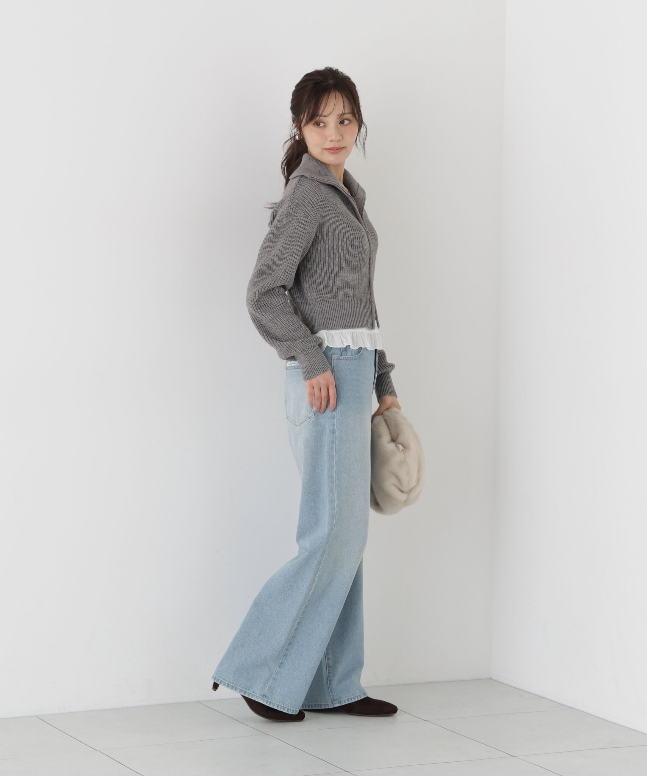 PROPORTION BODY DRESSING「＜a/mie＞フロントジップニット」|カーディガン|
