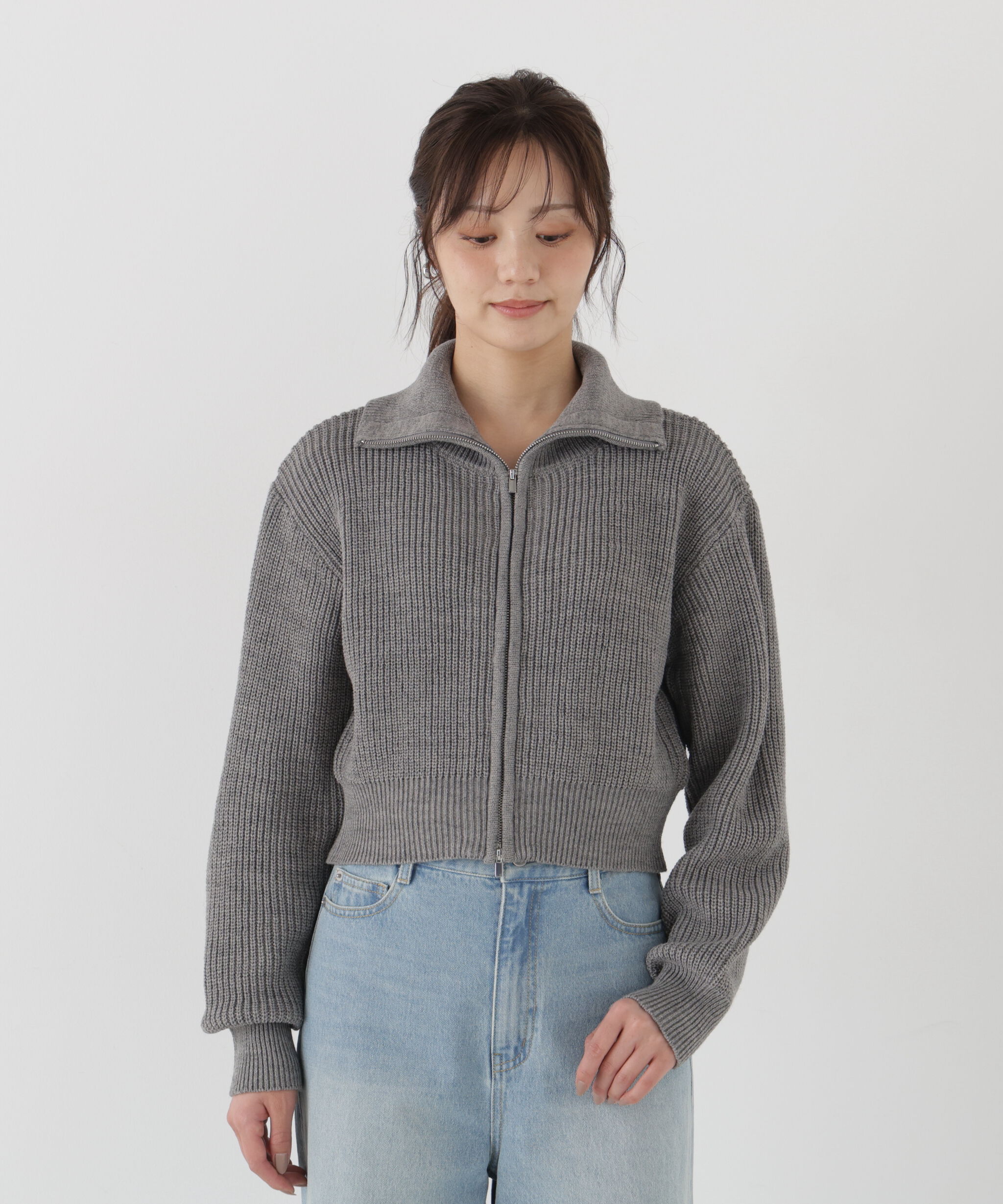 PROPORTION BODY DRESSING「＜a/mie＞フロントジップニット」|カーディガン|