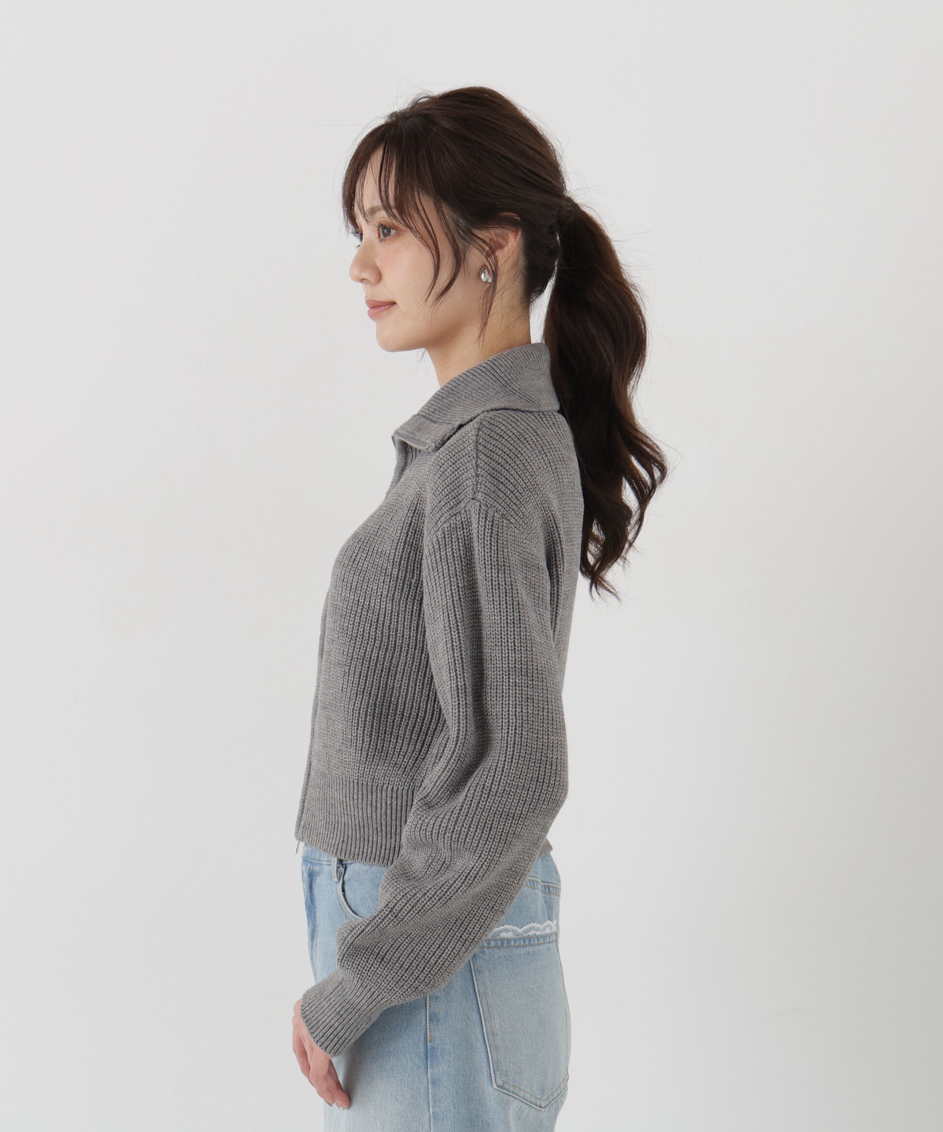 PROPORTION BODY DRESSING「＜a/mie＞フロントジップニット」|カーディガン|