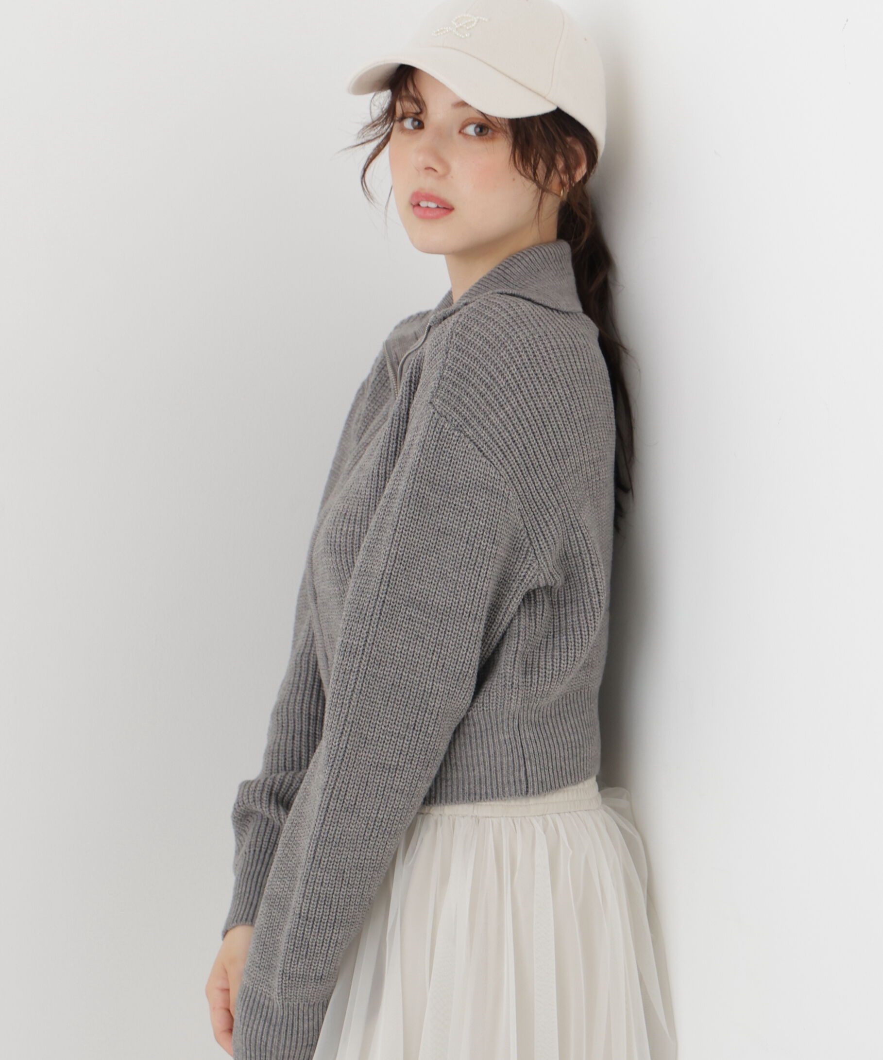 PROPORTION BODY DRESSING「＜a/mie＞フロントジップニット」|カーディガン|