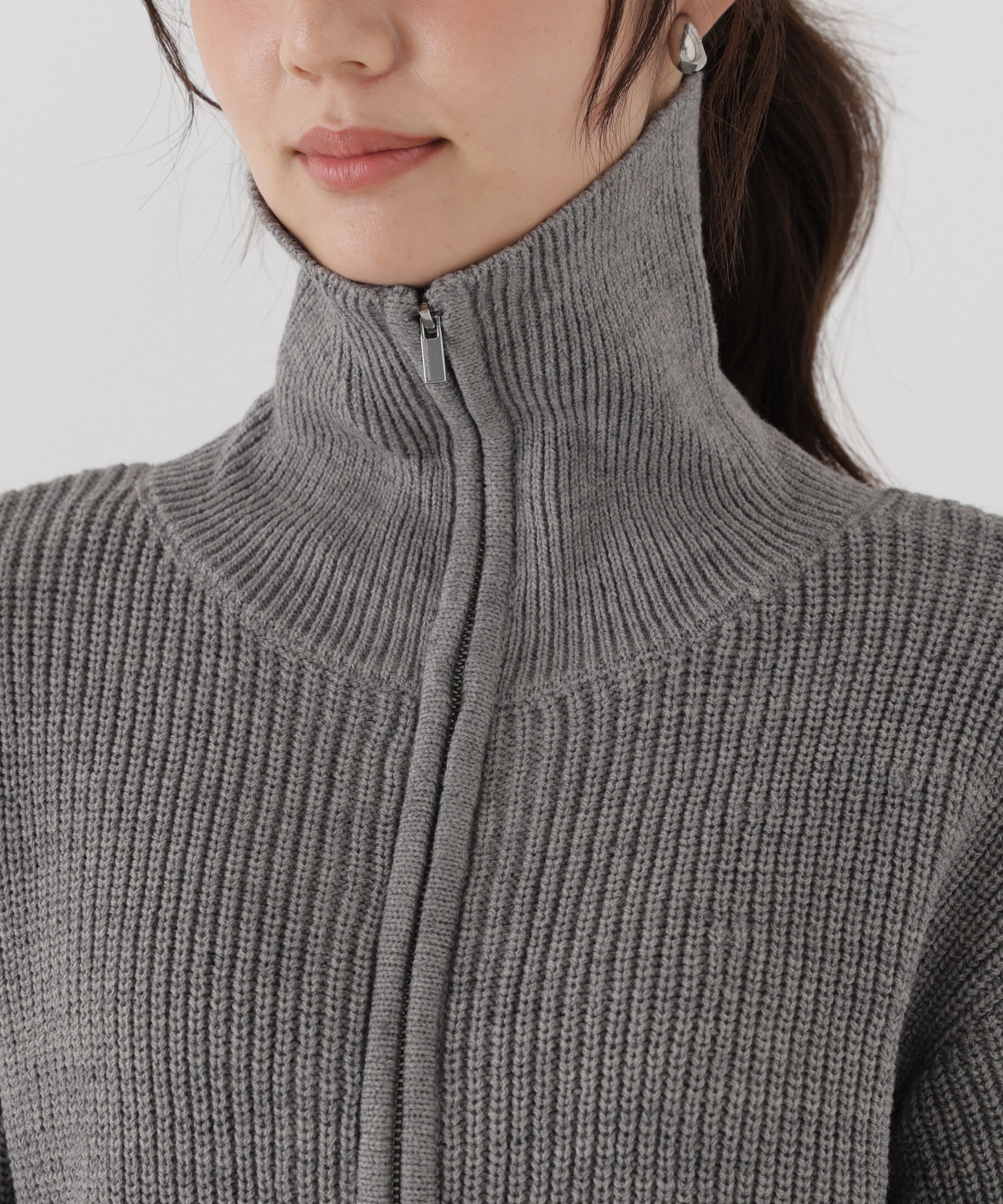 PROPORTION BODY DRESSING「＜a/mie＞フロントジップニット」|カーディガン|