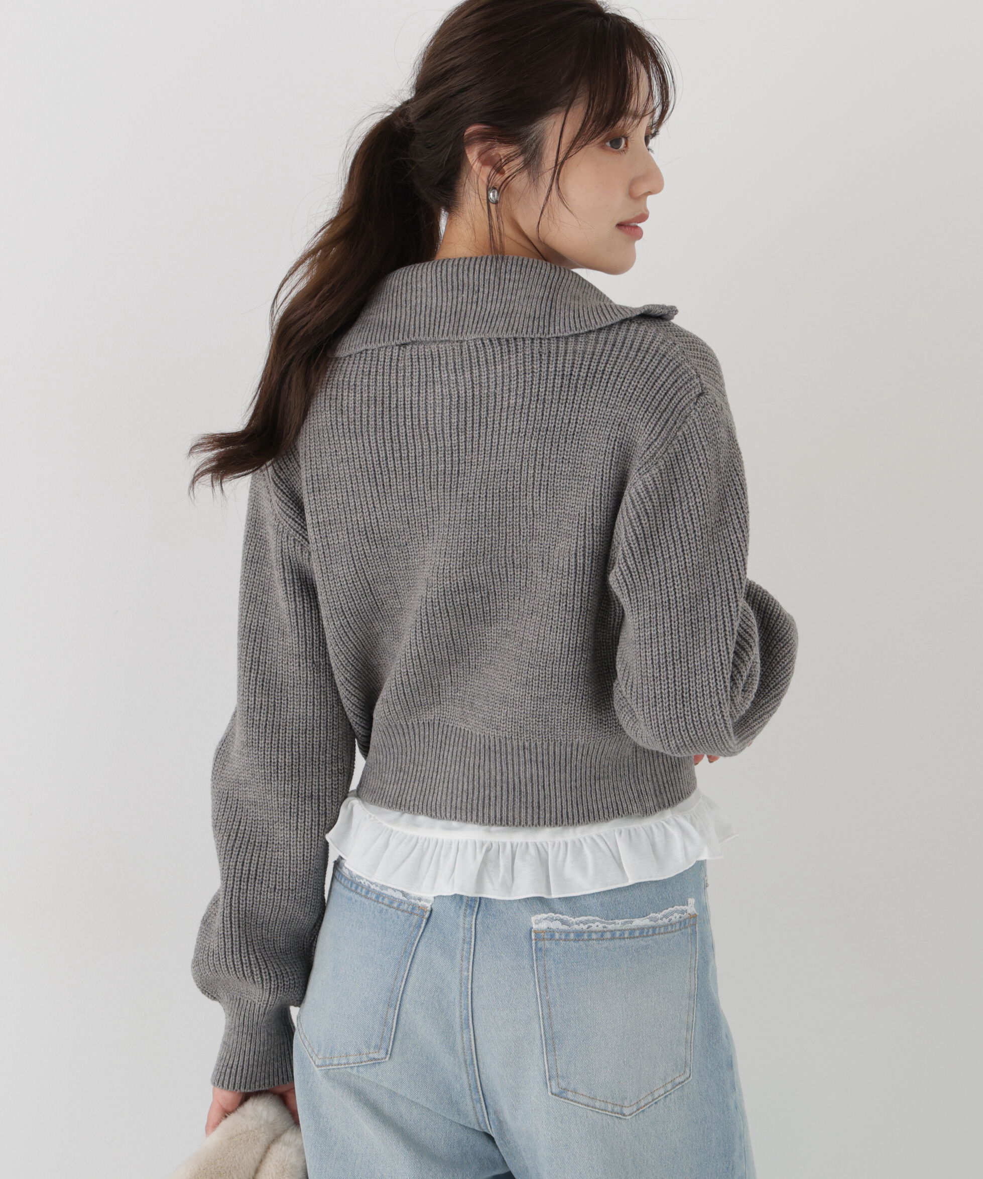 PROPORTION BODY DRESSING「＜a/mie＞フロントジップニット」|カーディガン|