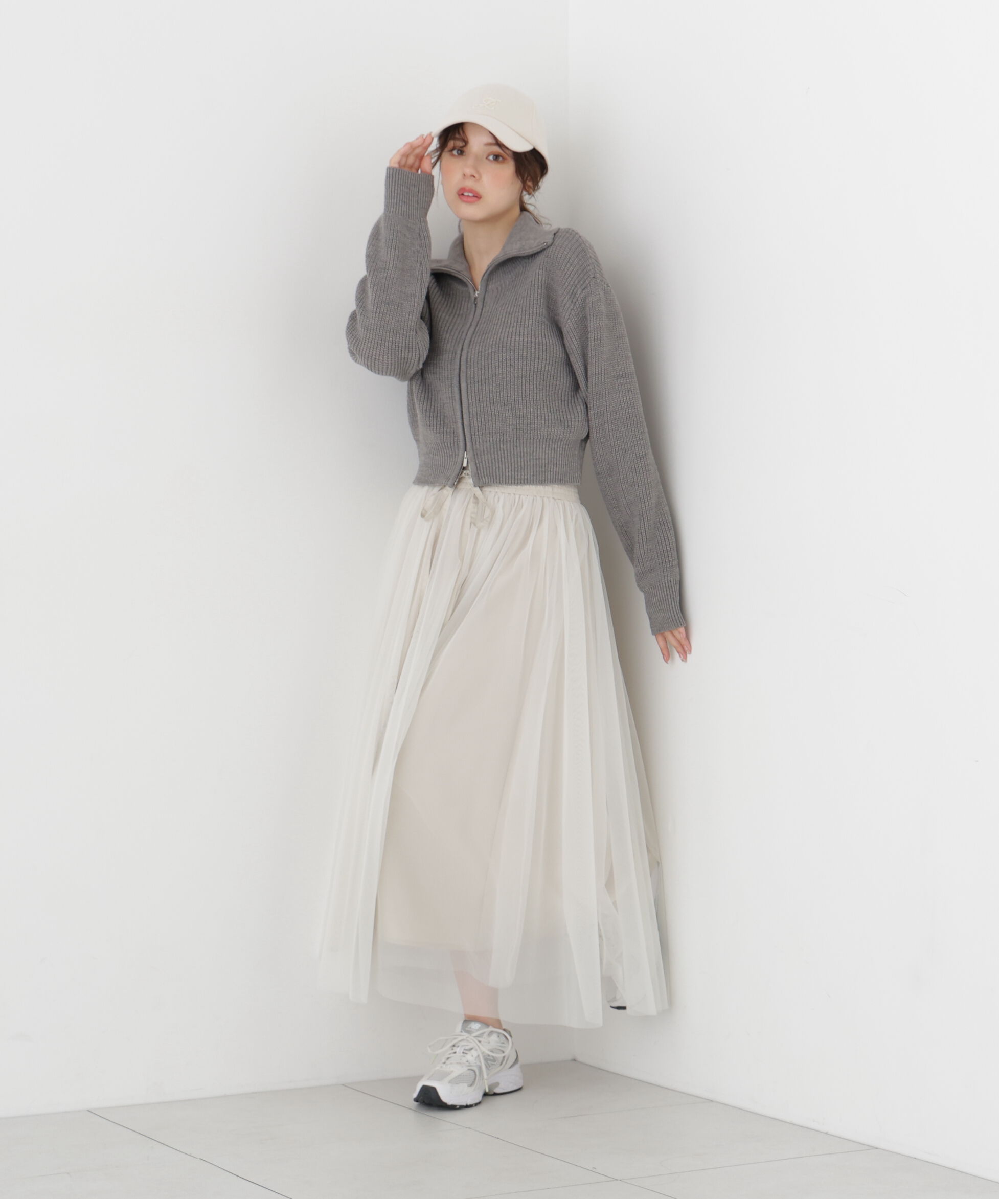 PROPORTION BODY DRESSING「＜a/mie＞フロントジップニット」|カーディガン|